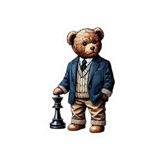 Charming Chess Bear -Cut Sticker - Perfect for Gifts & Decor