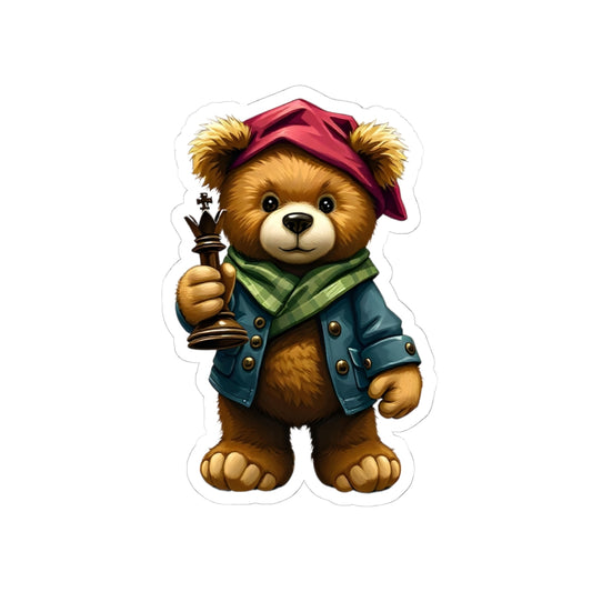 Adorable Bear Chess Player Kiss-Cut Stickers - Perfect for Kids & Family!