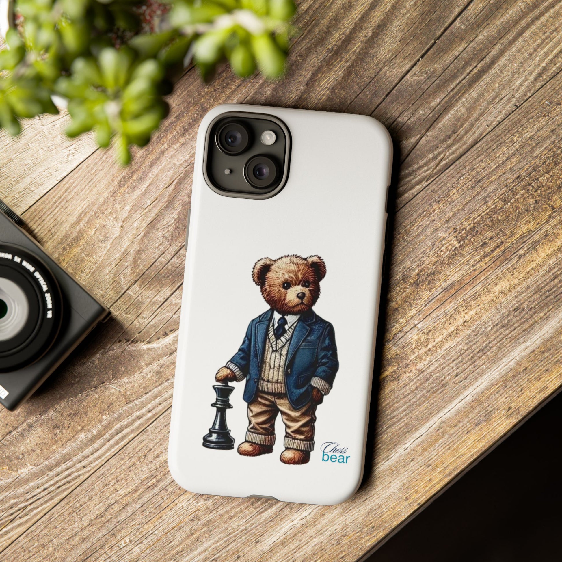 Стилен калъф за телефон Bear Chess - здрави калъфи за любителите на животни