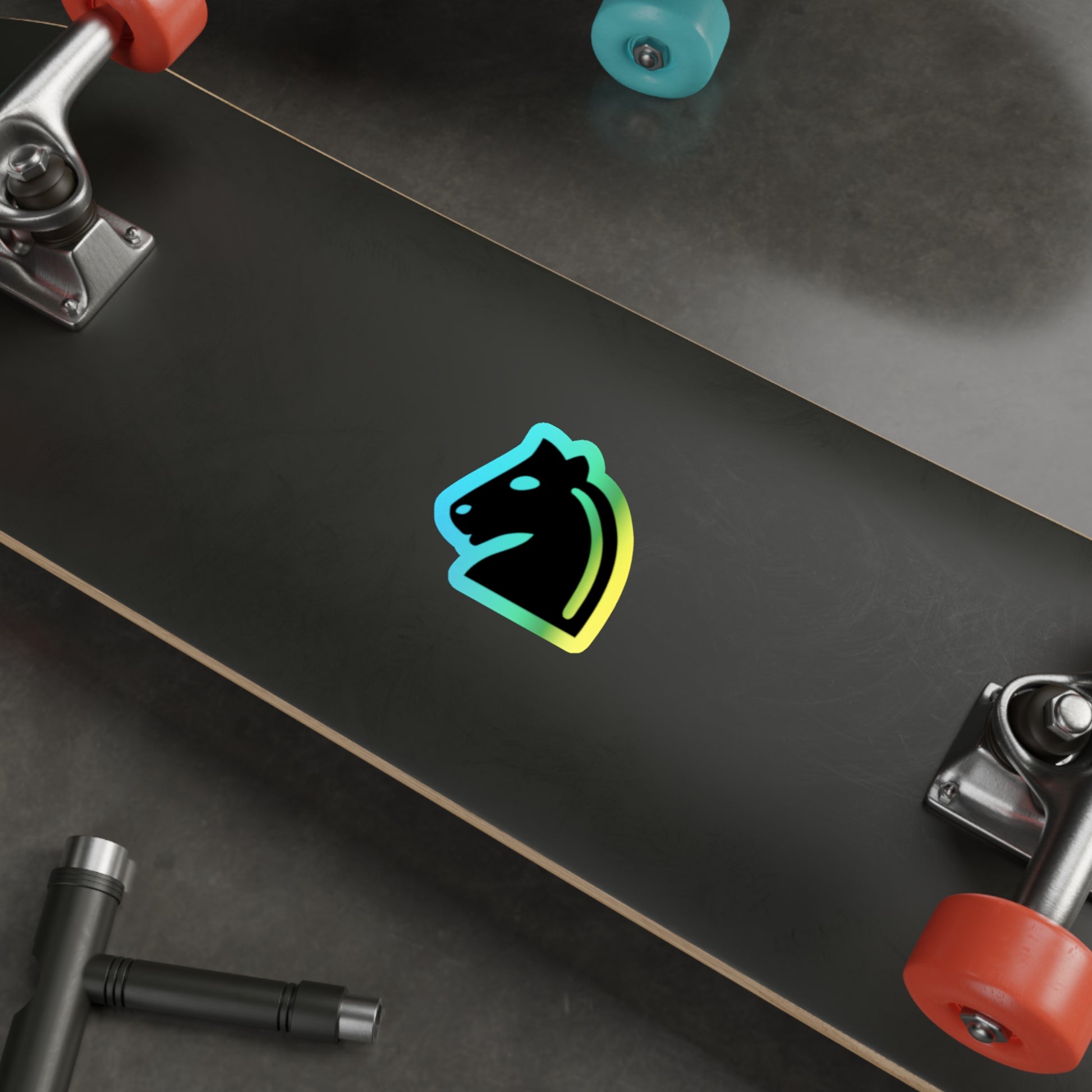 Holographic Die-Cut Stickers - Vibrant Horse Head Design for Skateboards and Decor