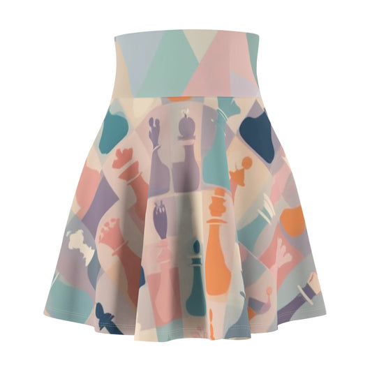 Chic Chess-Themed Women Skater Skirt - Perfect for Casual Outings & Game Nights