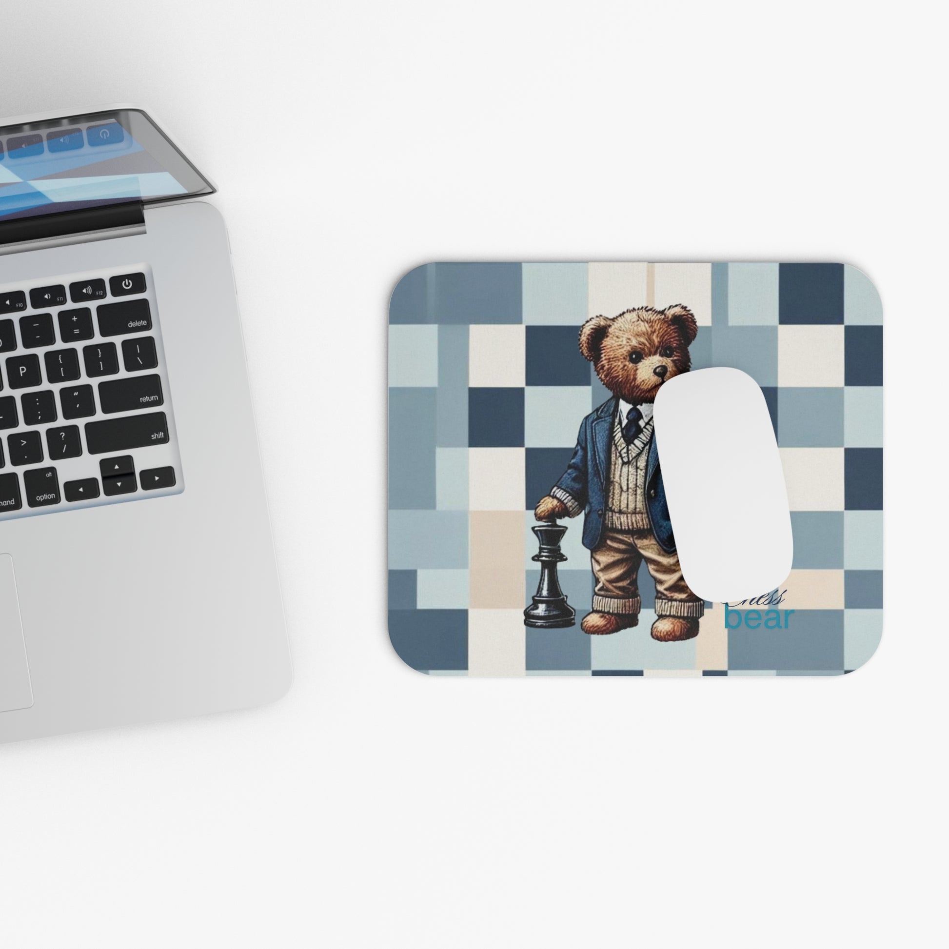 Chic Chess Bear Mouse Pad - Stylish Gaming Accessory