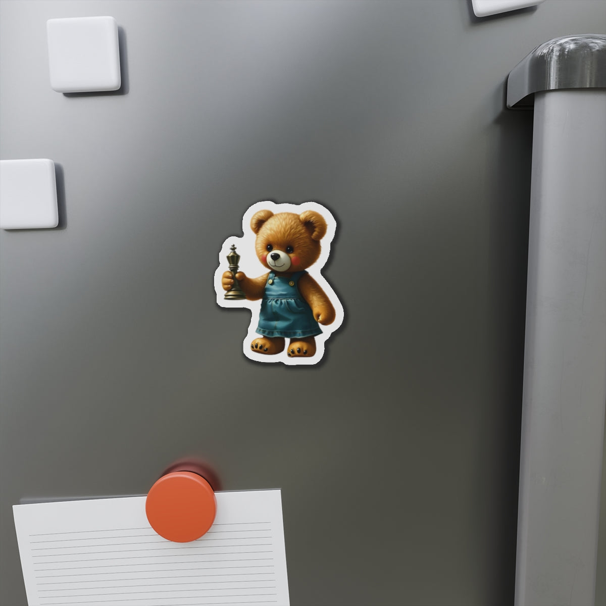 Cute Bear Die-Cut Magnet - Adorable Teddy Holding a Trophy