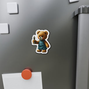 Cute Bear Die-Cut Magnet - Adorable Teddy Holding a Trophy