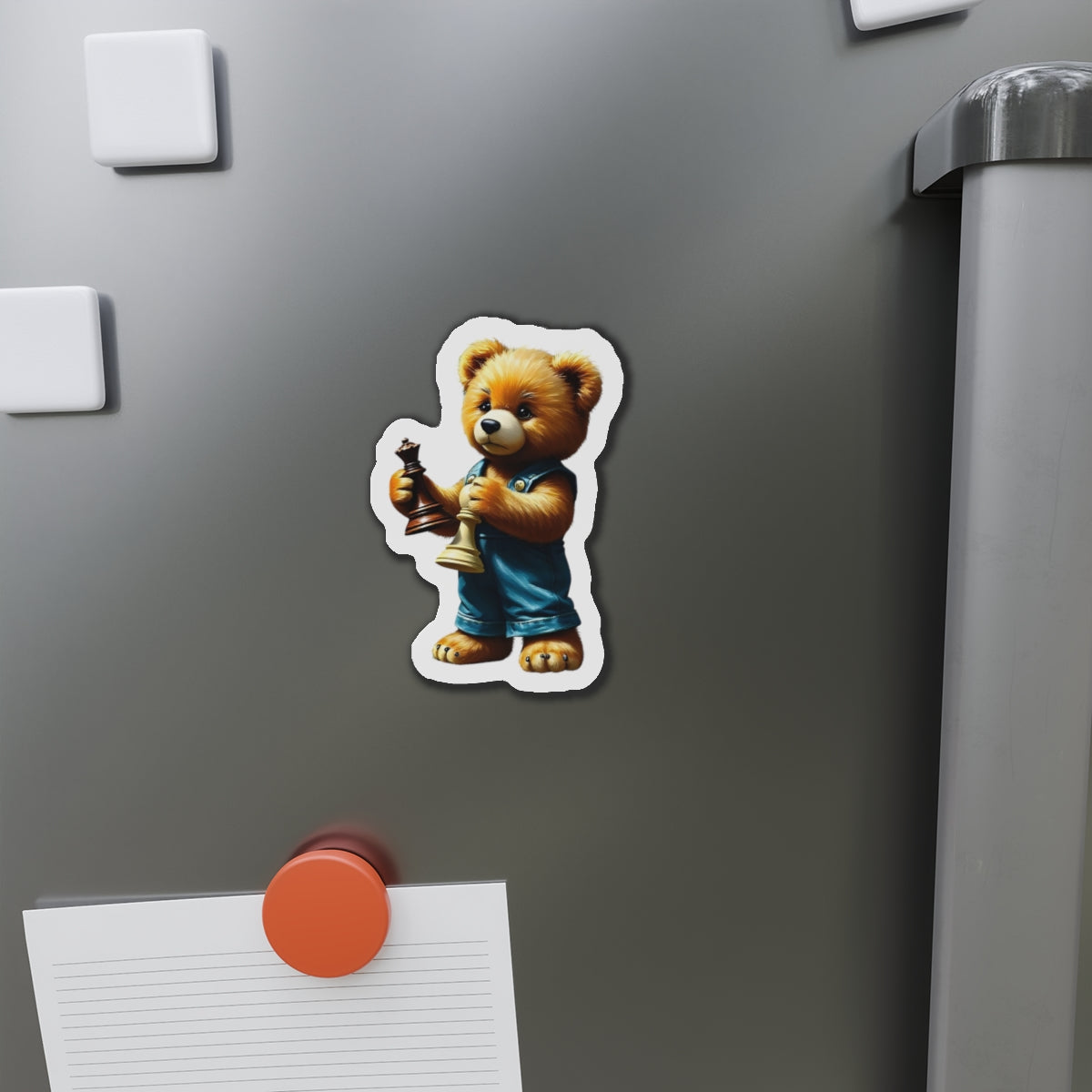 Cute Chess Bear Die-Cut Magnet - Fun Home Decor for Chess Lovers