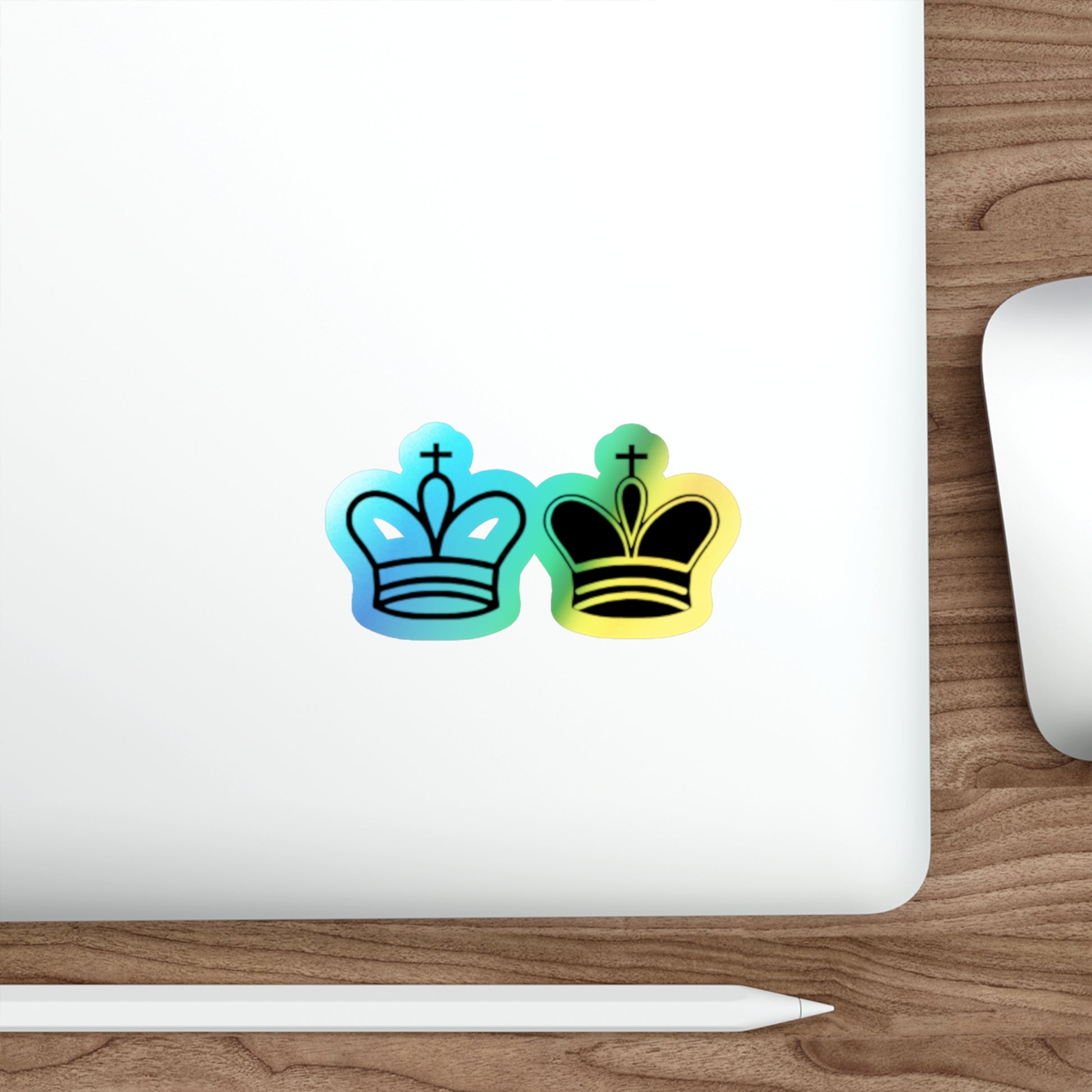Holographic Crown Die-Cut Stickers - Vibrant, Eye-Catching Decals for Personalizing Skateboards, Laptops & More