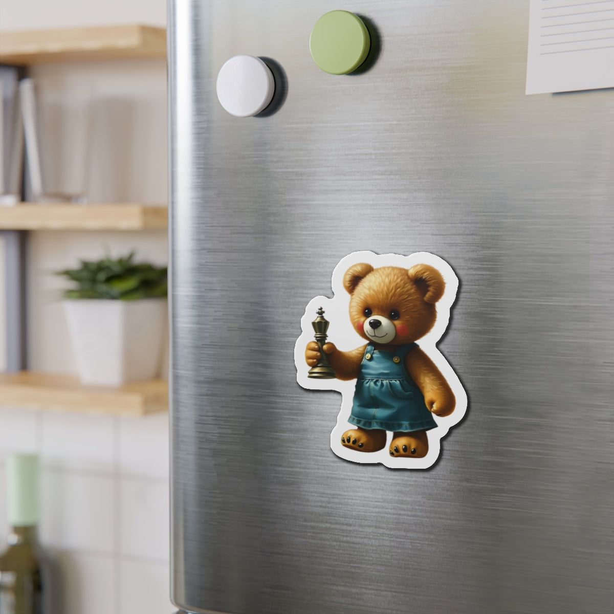 Cute Bear Die-Cut Magnet - Adorable Teddy Holding a Trophy