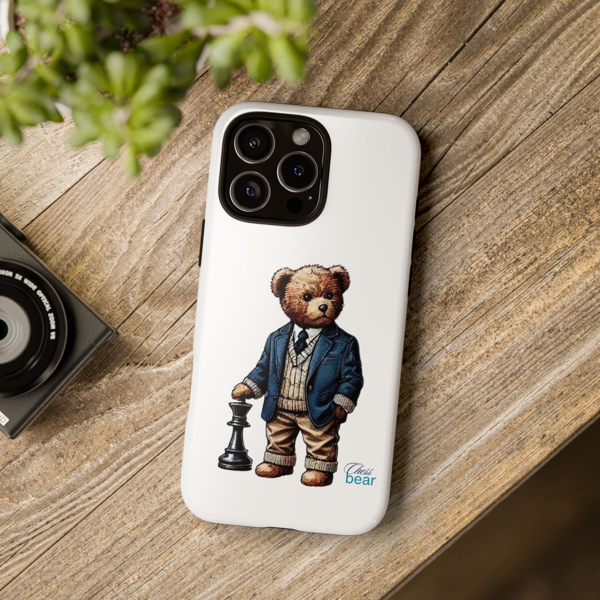 Стилен калъф за телефон Bear Chess - здрави калъфи за любителите на животни
