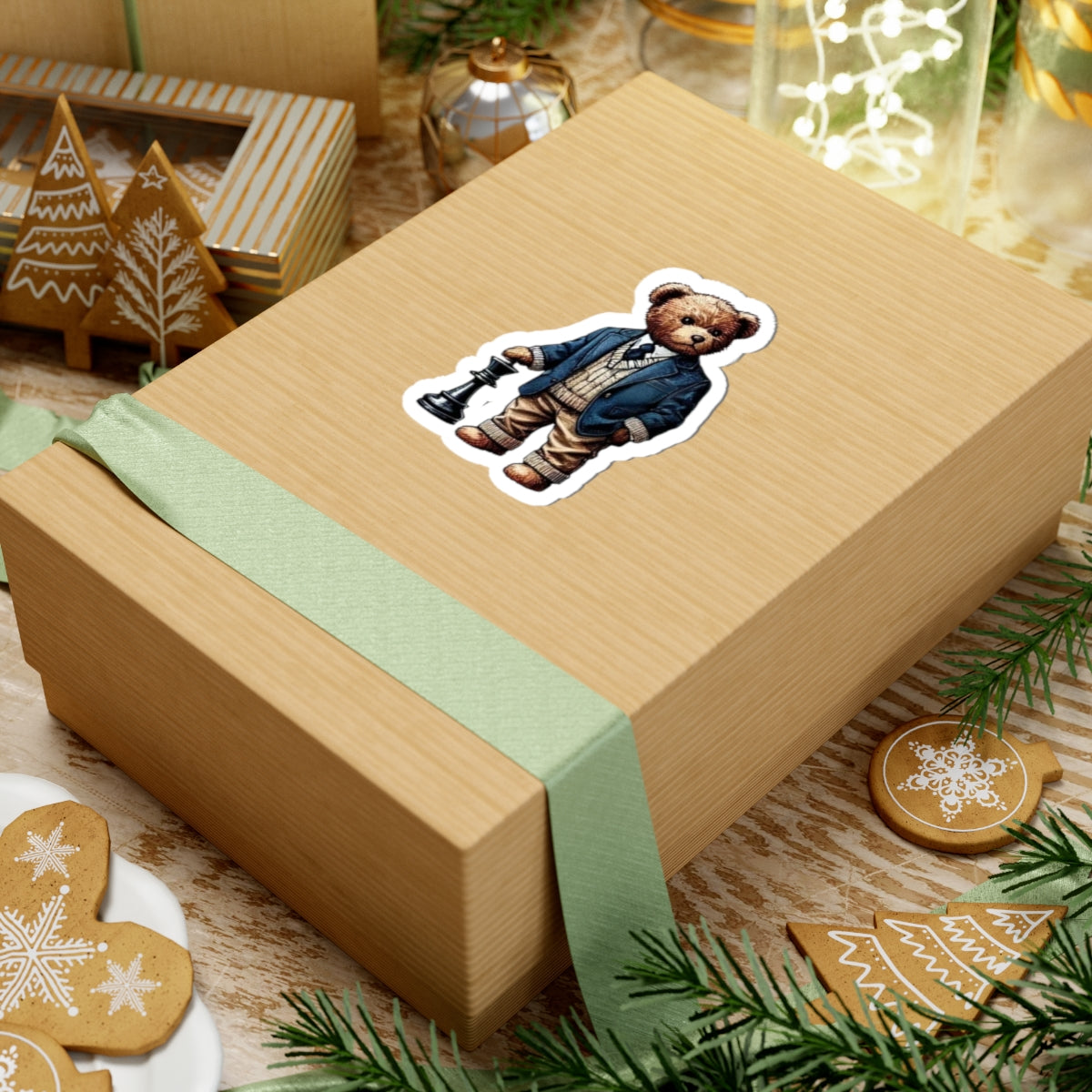 Charming Chess Bear -Cut Sticker - Perfect for Gifts & Decor