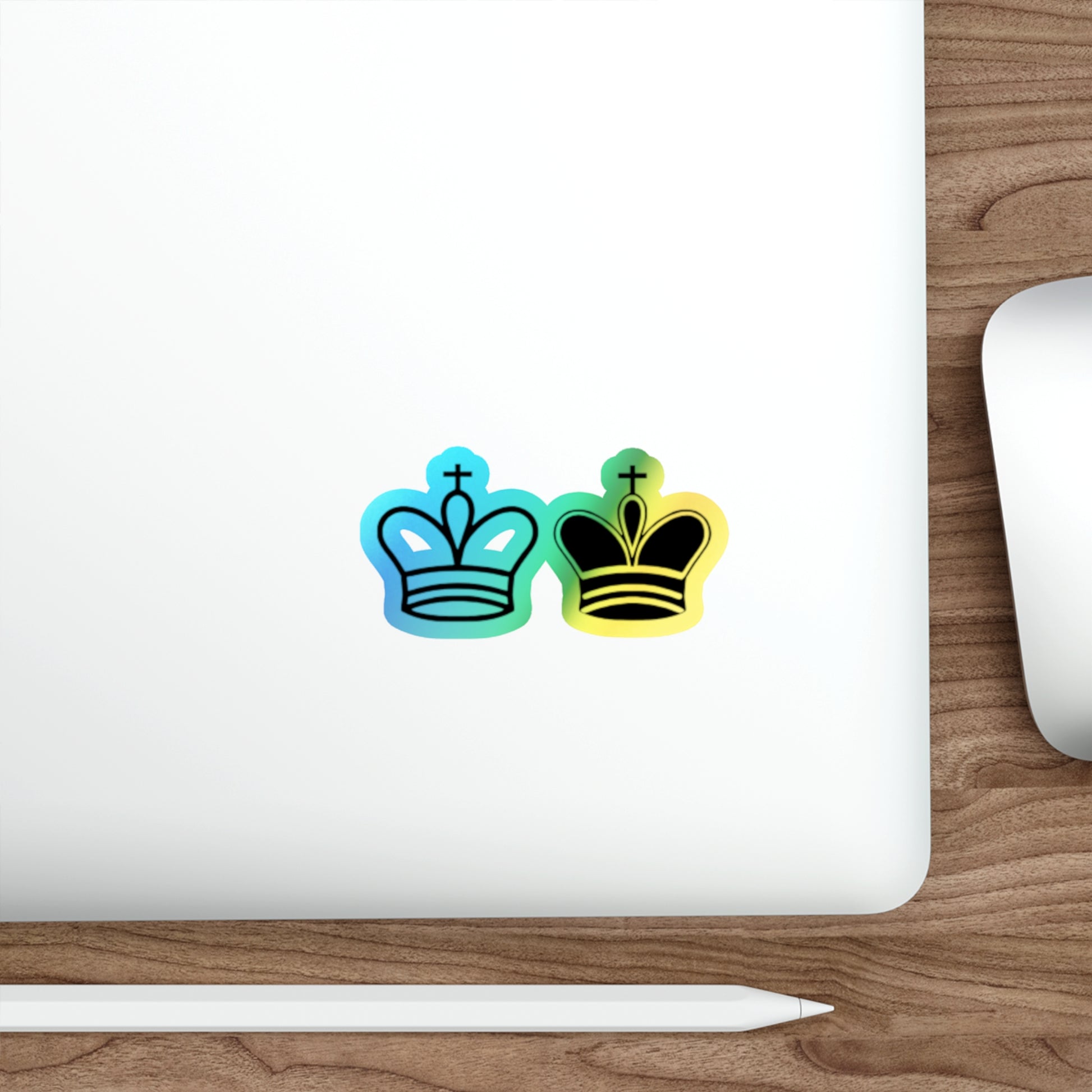 Holographic Crown Die-Cut Stickers - Vibrant, Eye-Catching Decals for Personalizing Skateboards, Laptops & More