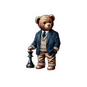 Charming Chess Bear -Cut Sticker - Perfect for Gifts & Decor