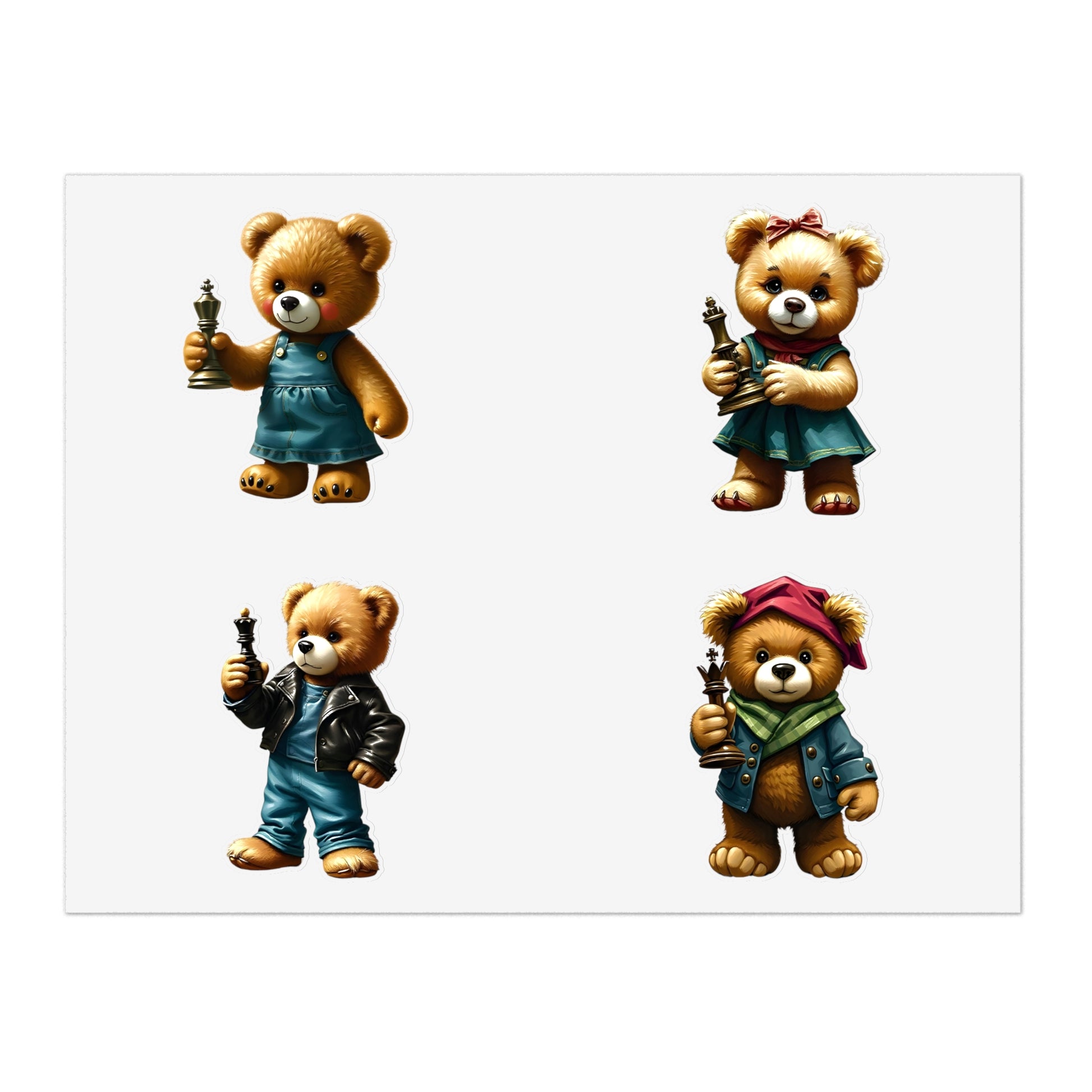 Cute Bear Character Sticker Sheets - Perfect for Kids & Scrapbooking