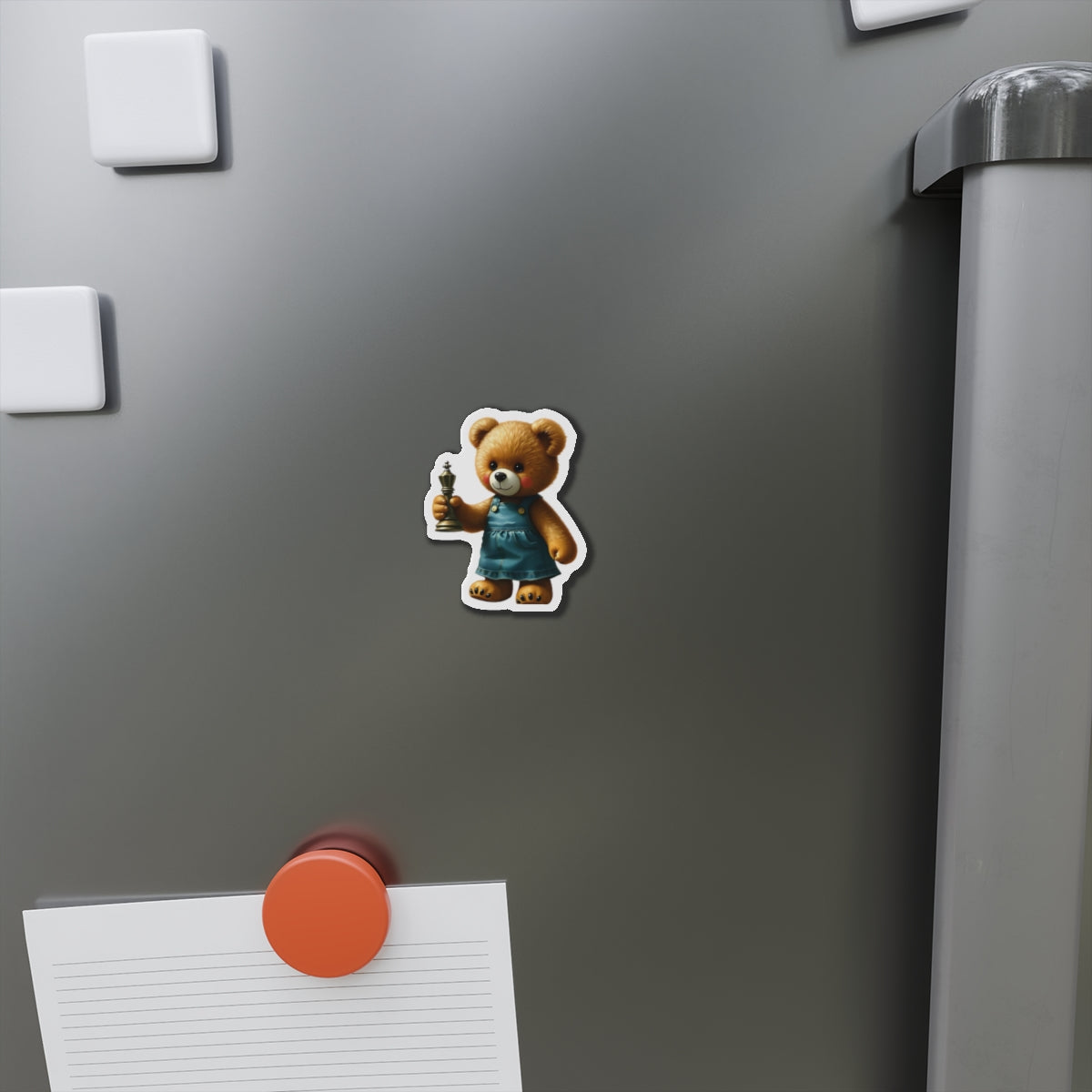 Cute Bear Die-Cut Magnet - Adorable Teddy Holding a Trophy