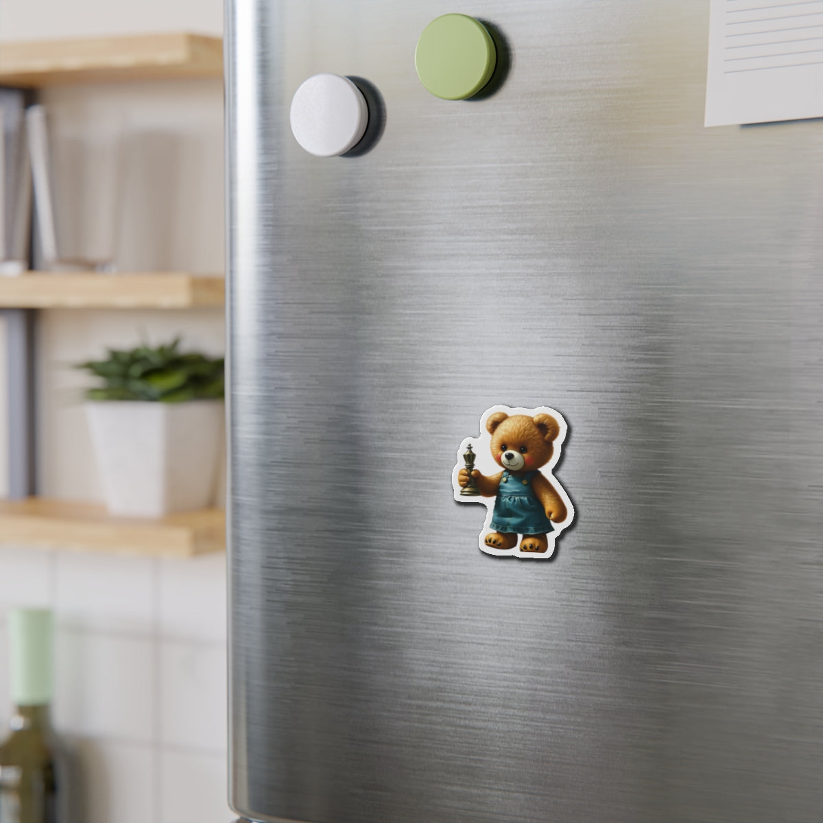 Cute Bear Die-Cut Magnet - Adorable Teddy Holding a Trophy