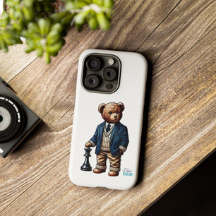 Стилен калъф за телефон Bear Chess - здрави калъфи за любителите на животни