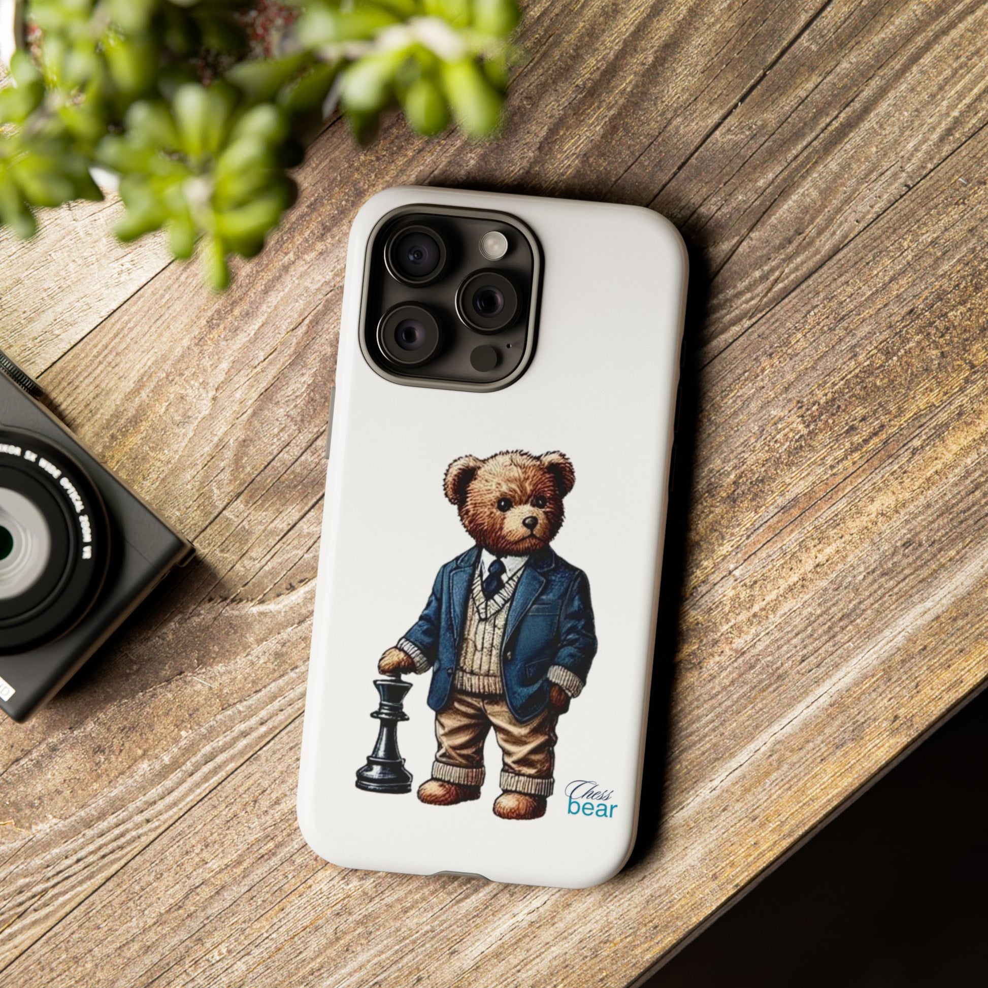 Стилен калъф за телефон Bear Chess - здрави калъфи за любителите на животни
