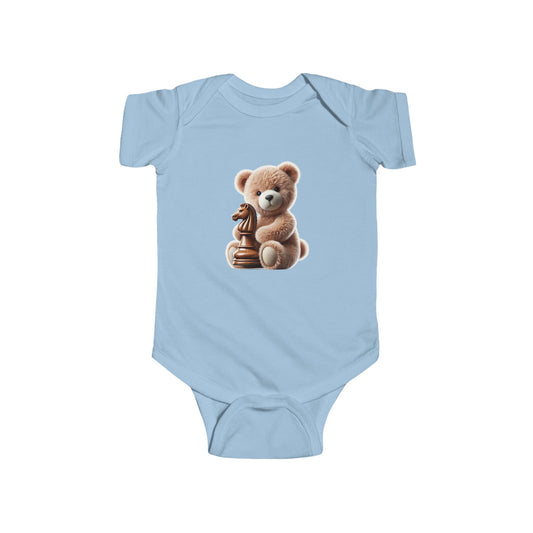 Cute Teddy Bear and Chess Infant Bodysuit - Adorable Baby Clothes for Young Minds
