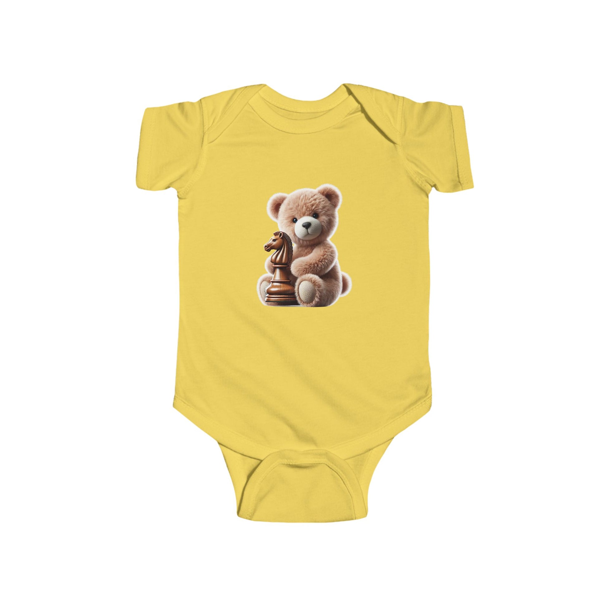Cute Teddy Bear and Chess Infant Bodysuit - Adorable Baby Clothes for Young Minds