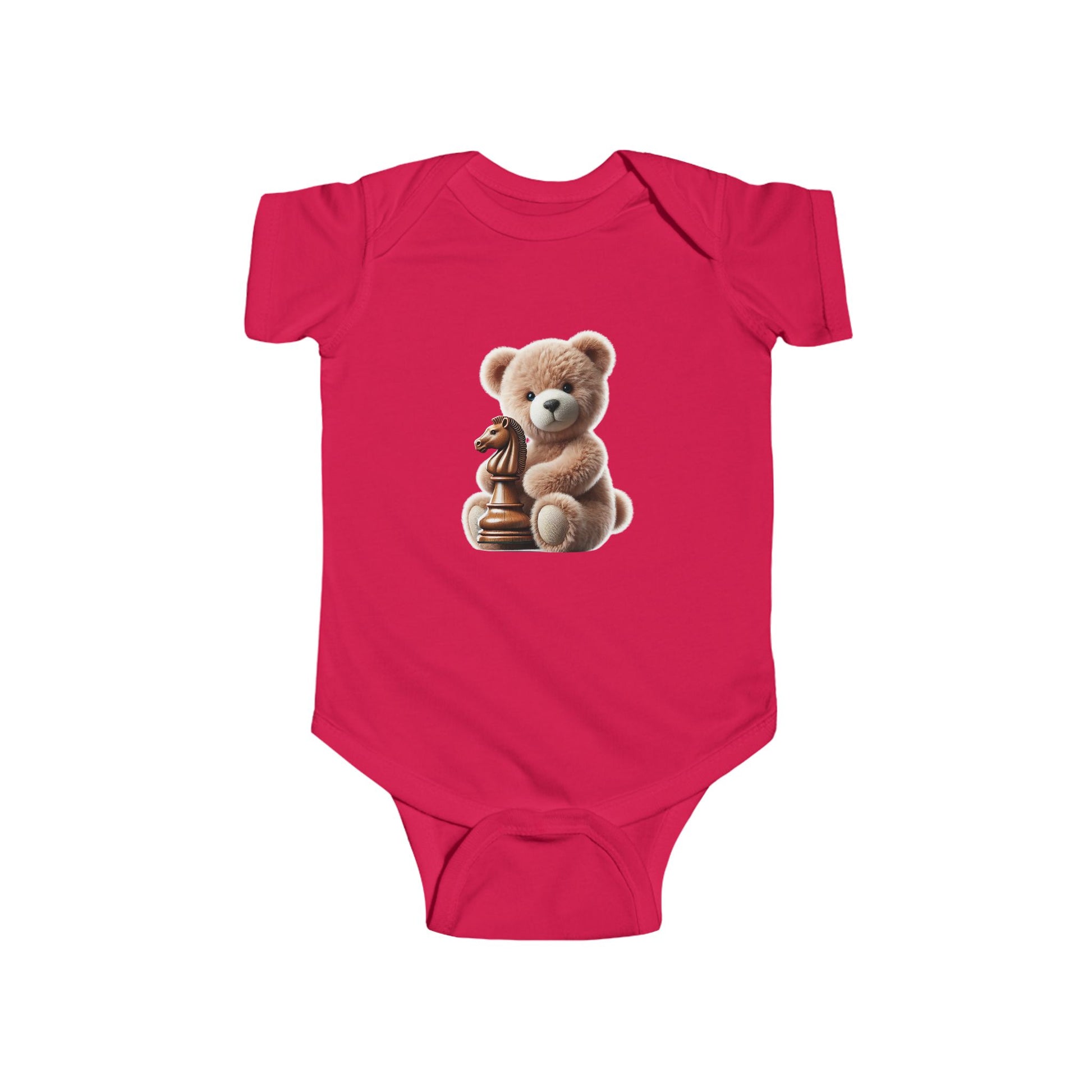 Cute Teddy Bear and Chess Infant Bodysuit - Adorable Baby Clothes for Young Minds