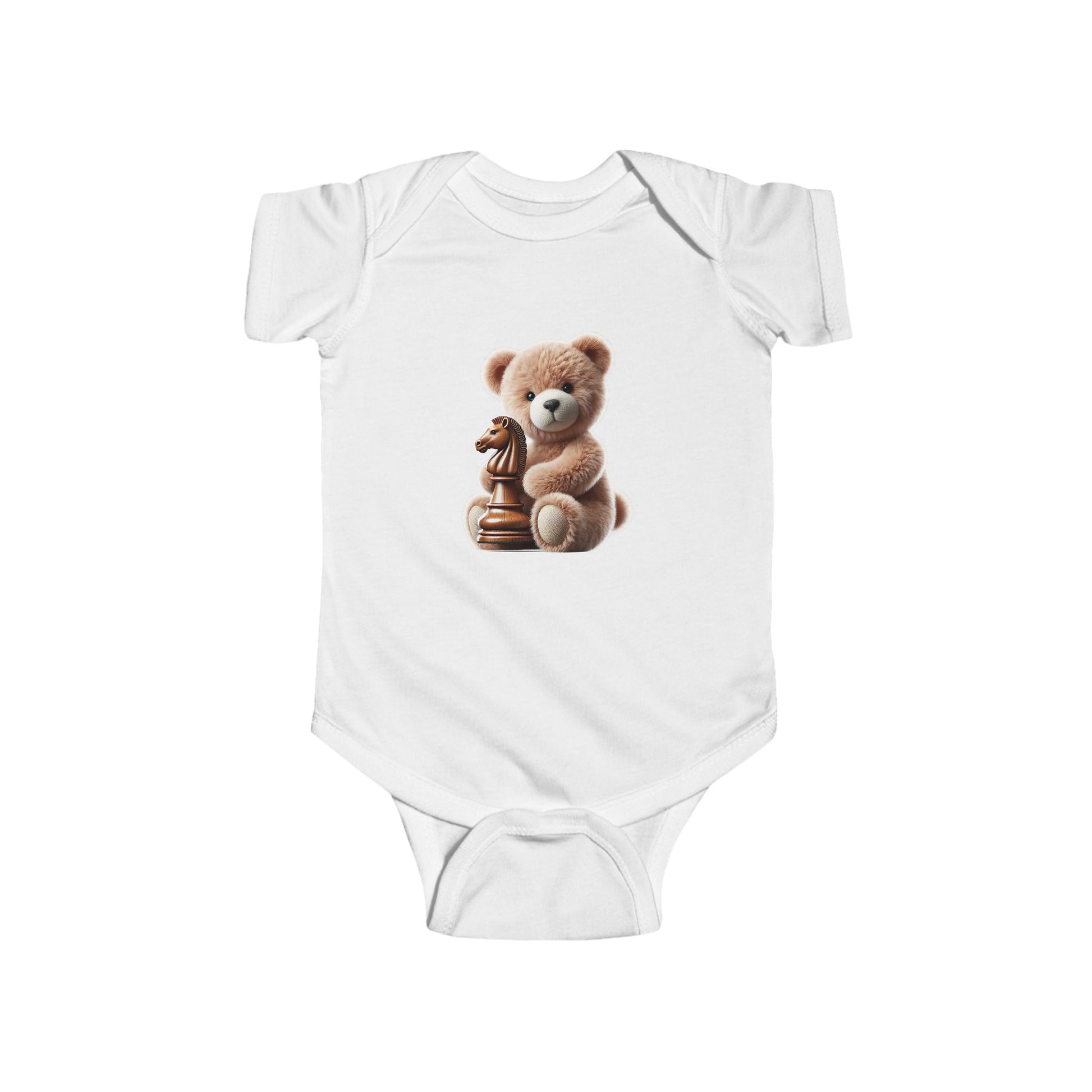 Cute Teddy Bear and Chess Infant Bodysuit - Adorable Baby Clothes for Young Minds