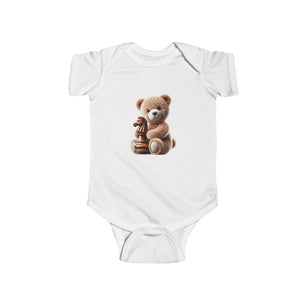 Cute Teddy Bear and Chess Infant Bodysuit - Adorable Baby Clothes for Young Minds