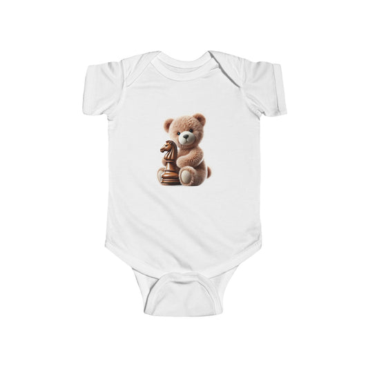 Cute Teddy Bear and Chess Infant Bodysuit - Adorable Baby Clothes for Young Minds
