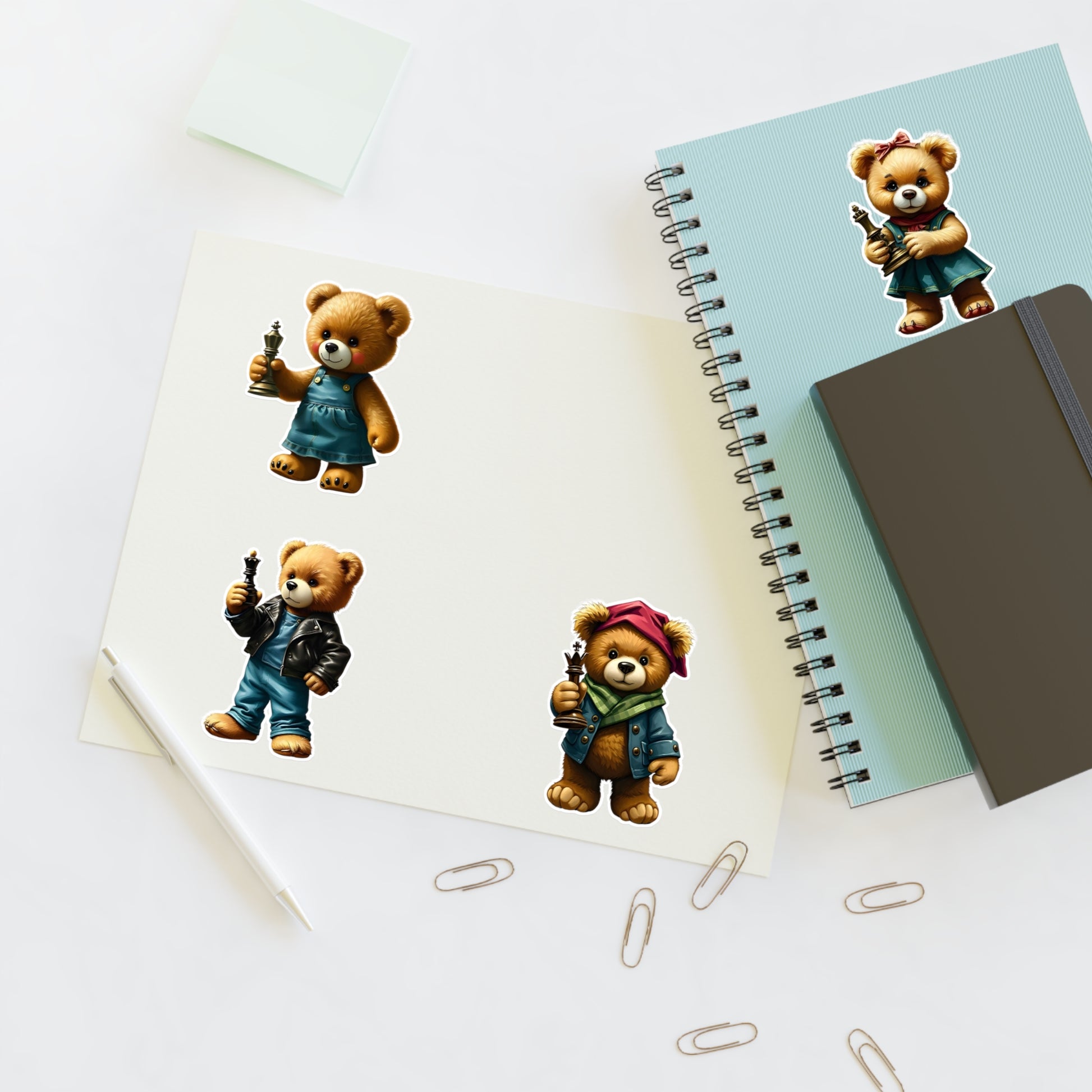Cute Bear Character Sticker Sheets - Perfect for Kids & Scrapbooking