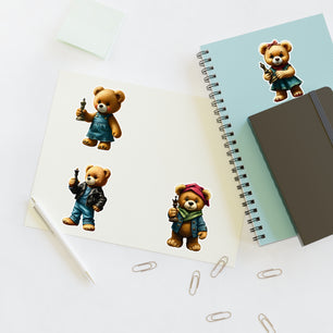 Cute Bear Character Sticker Sheets - Perfect for Kids & Scrapbooking