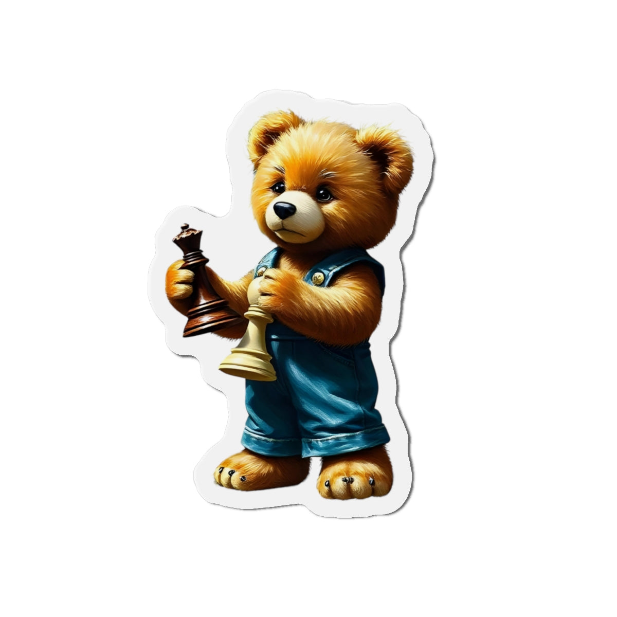 Cute Chess Bear Die-Cut Magnet - Fun Home Decor for Chess Lovers
