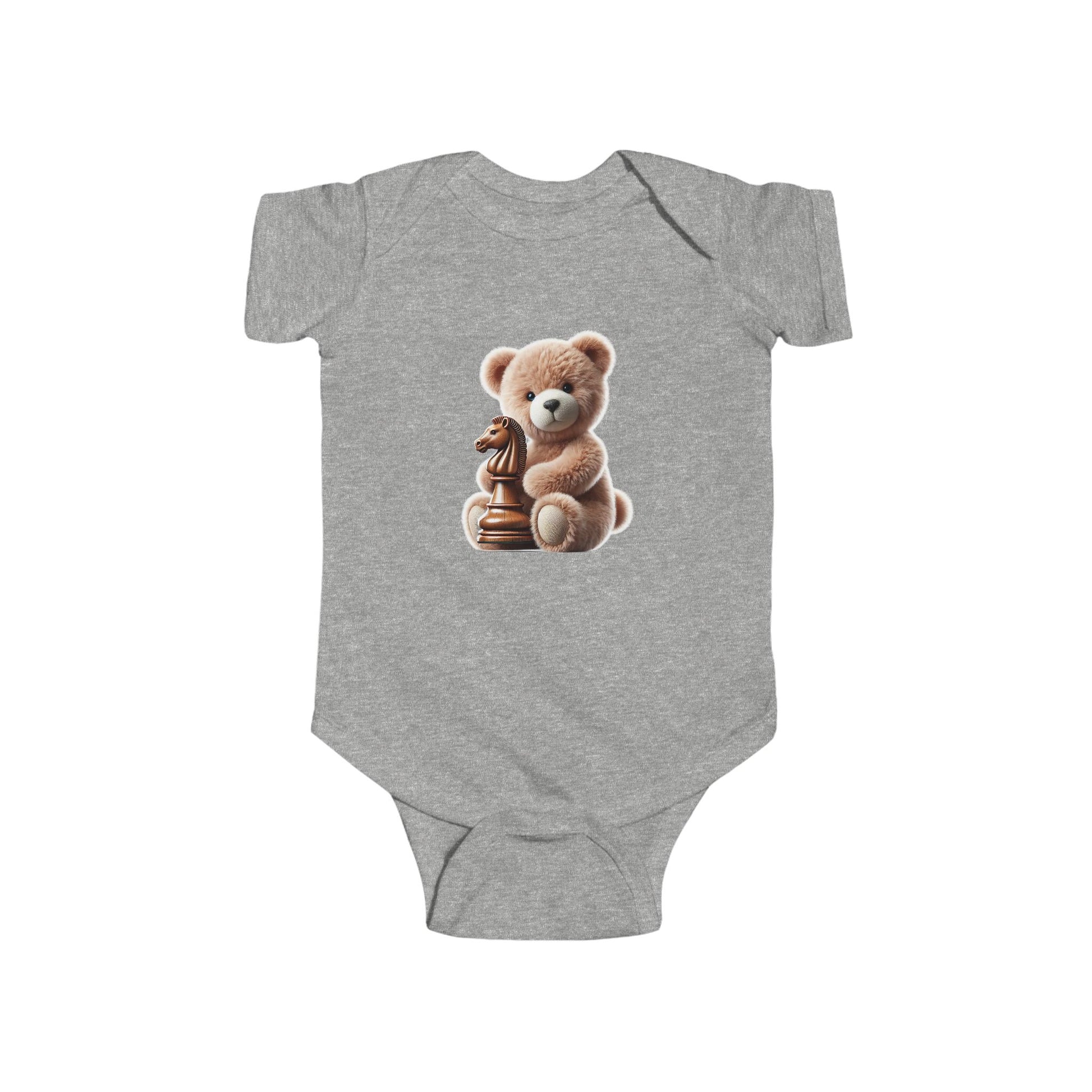Cute Teddy Bear and Chess Infant Bodysuit - Adorable Baby Clothes for Young Minds
