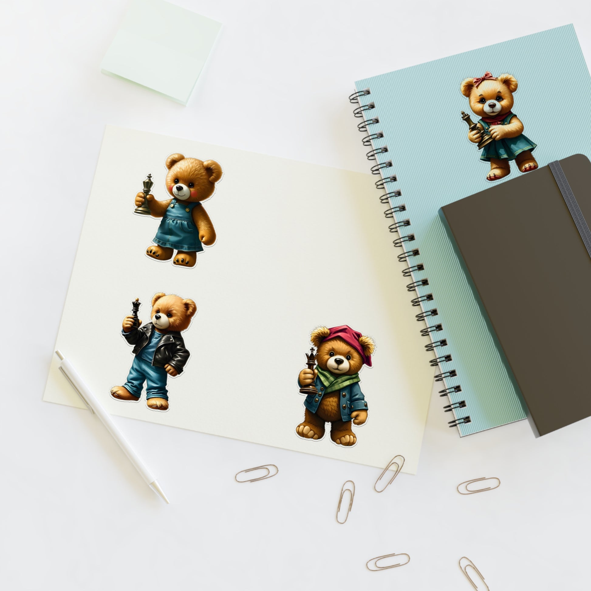 Cute Bear Character Sticker Sheets - Perfect for Kids & Scrapbooking