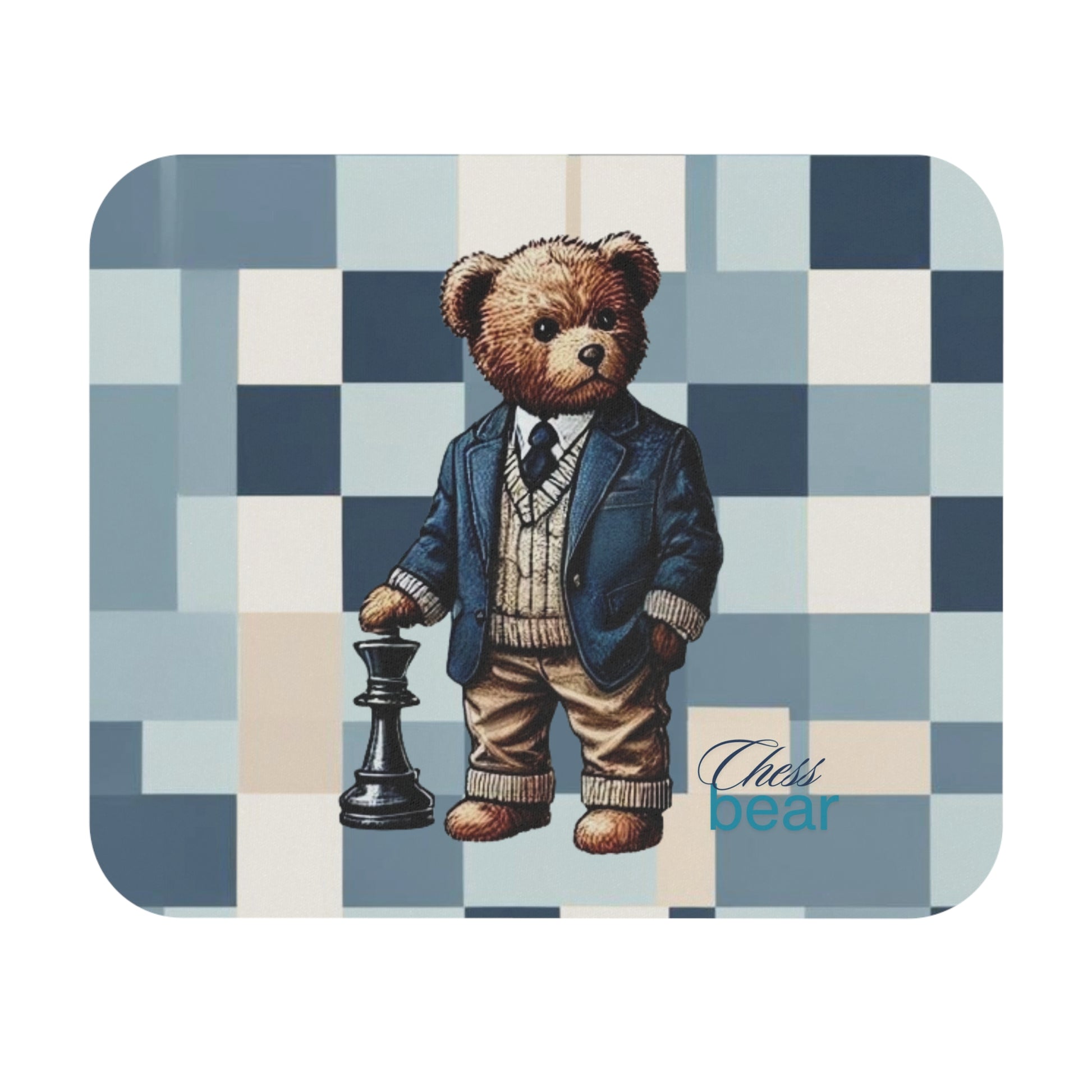 Chic Chess Bear Mouse Pad - Stylish Gaming Accessory