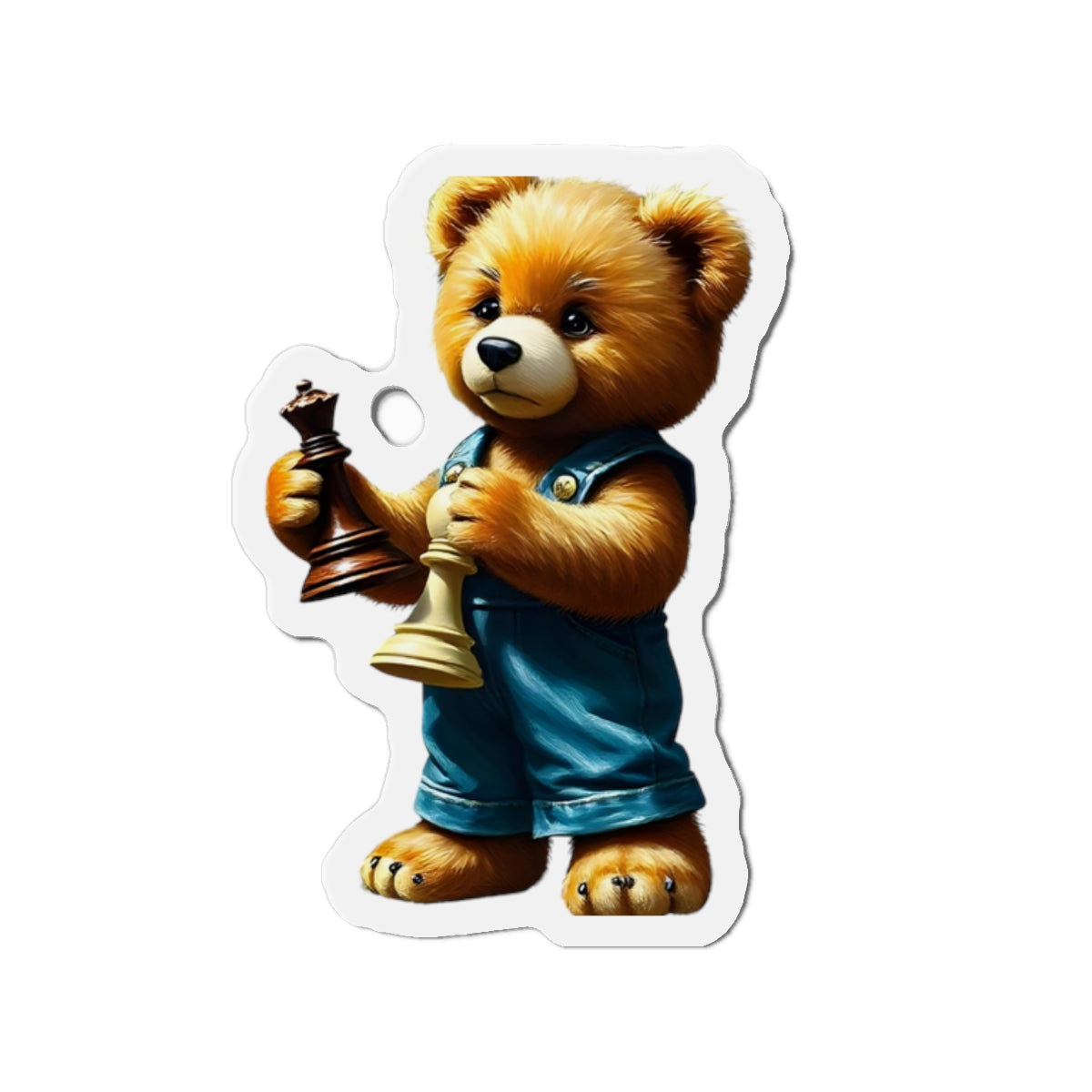 Cute Chess Bear Die-Cut Magnet - Fun Home Decor for Chess Lovers