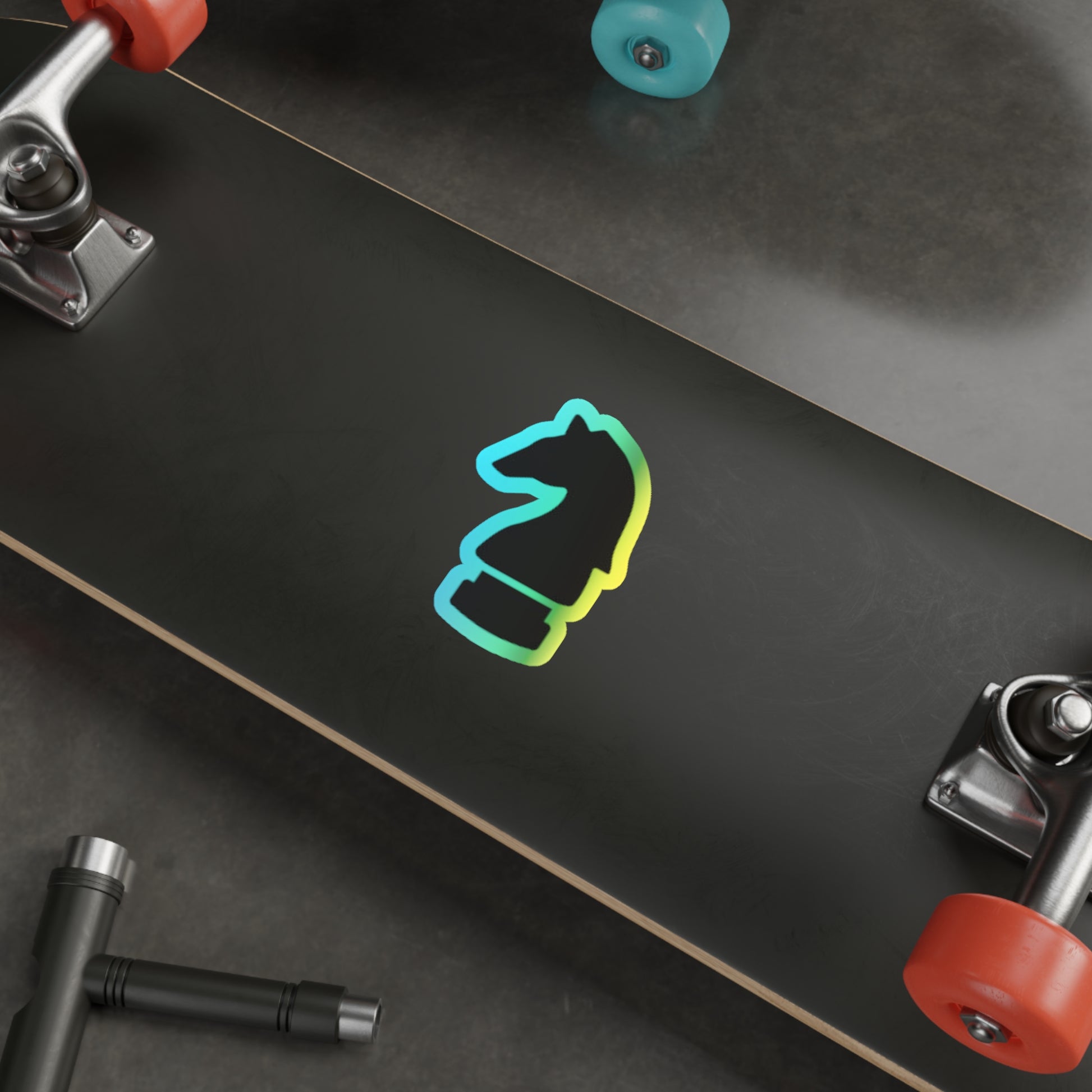 Holographic Chess Knight Die-Cut Stickers | Cool Skateboard Accessories