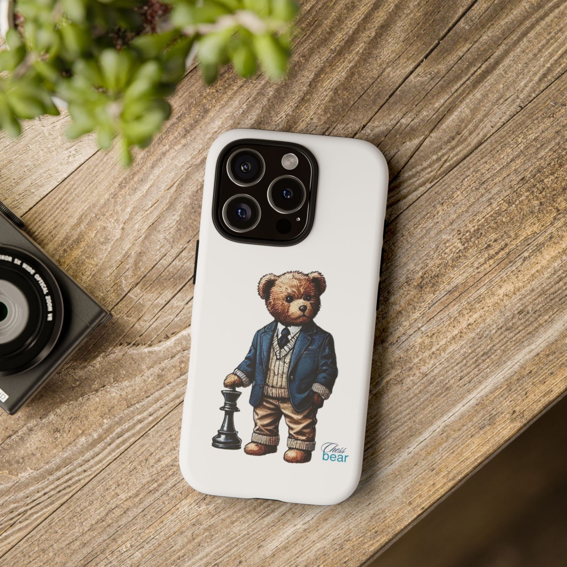 Стилен калъф за телефон Bear Chess - здрави калъфи за любителите на животни