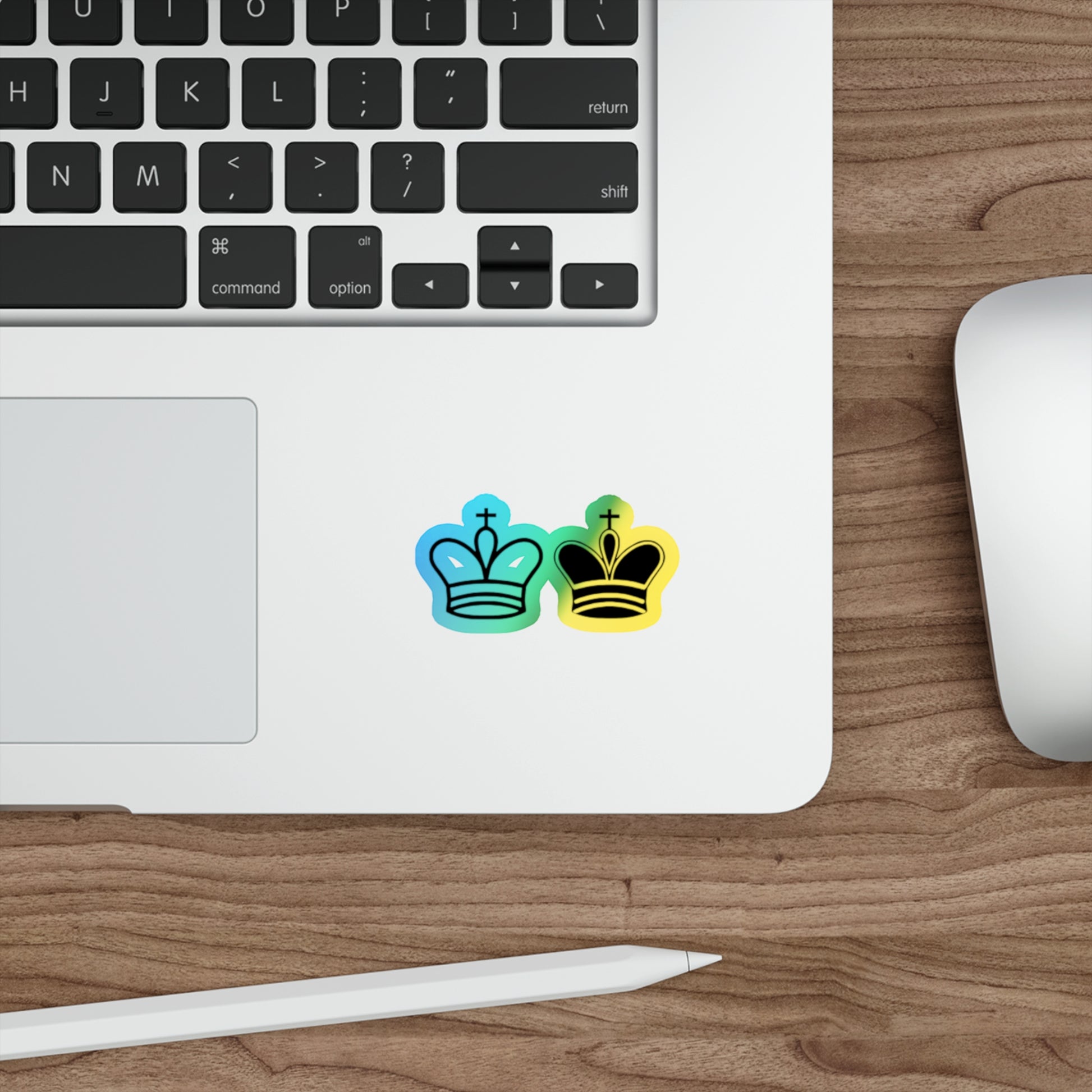 Holographic Crown Die-Cut Stickers - Vibrant, Eye-Catching Decals for Personalizing Skateboards, Laptops & More