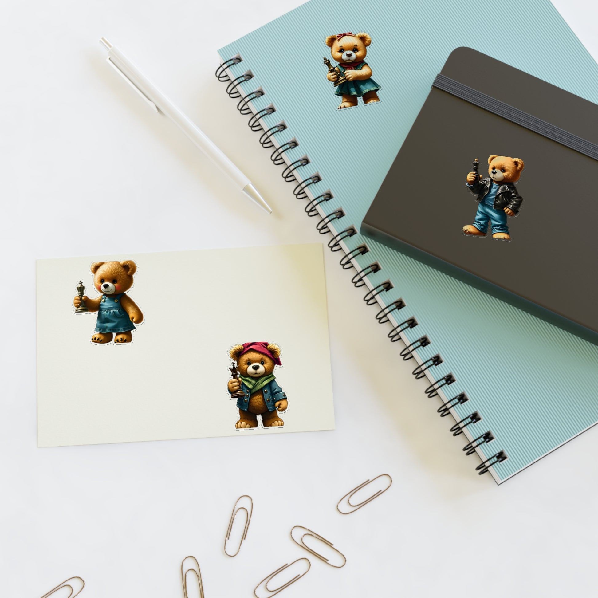 Cute Bear Character Sticker Sheets - Perfect for Kids & Scrapbooking