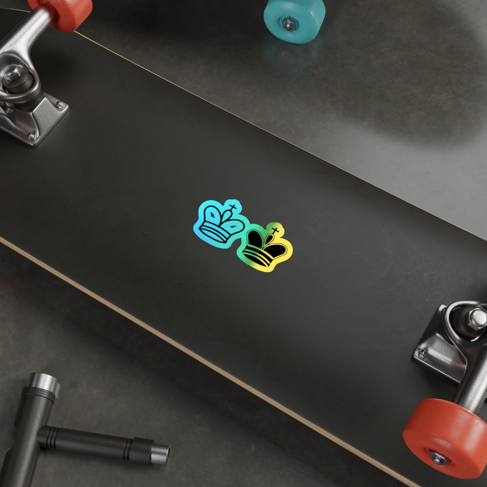 Holographic Crown Die-Cut Stickers - Vibrant, Eye-Catching Decals for Personalizing Skateboards, Laptops & More