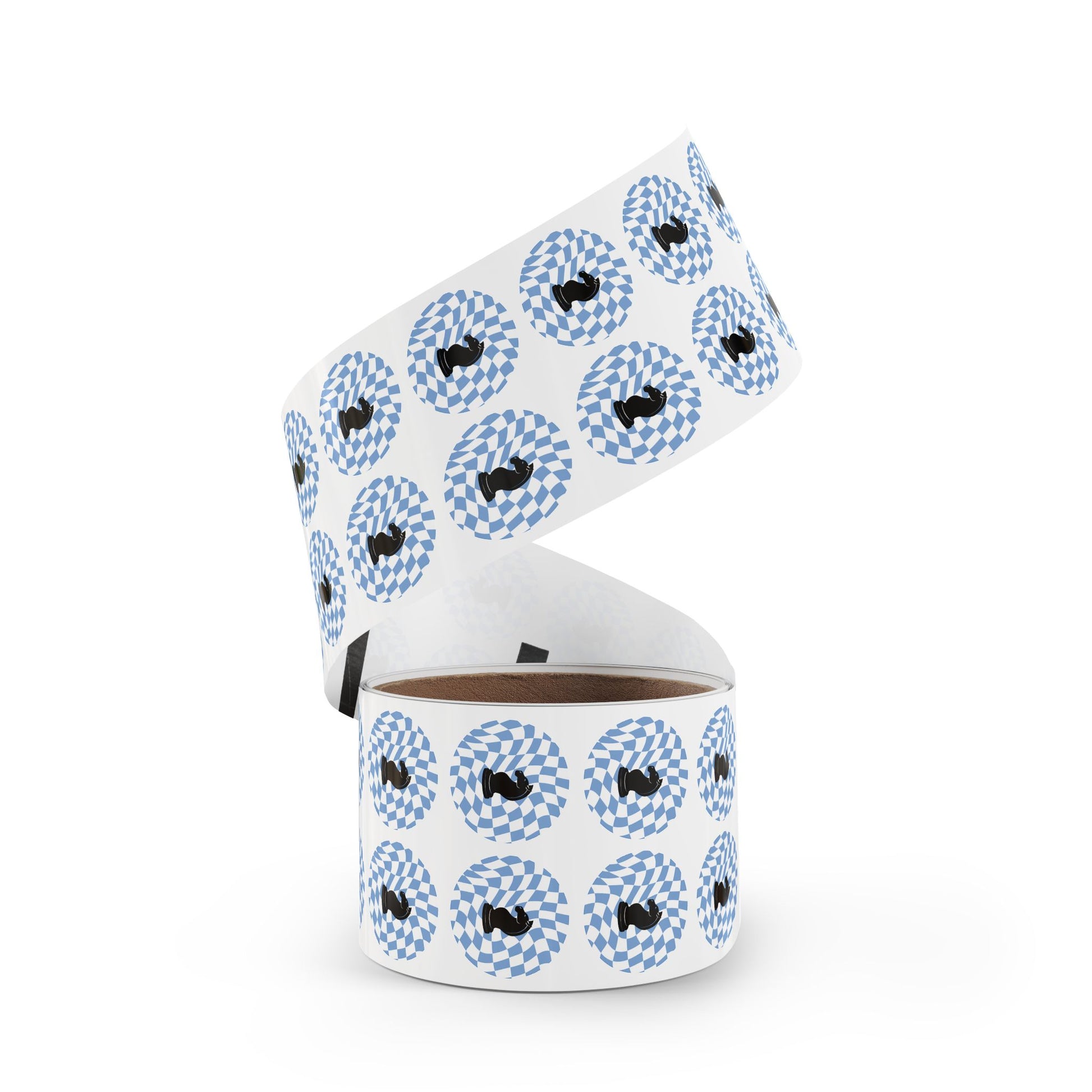 Chess Knight Sticker Rolls - Unique Blue Checkered Design for Game Lovers
