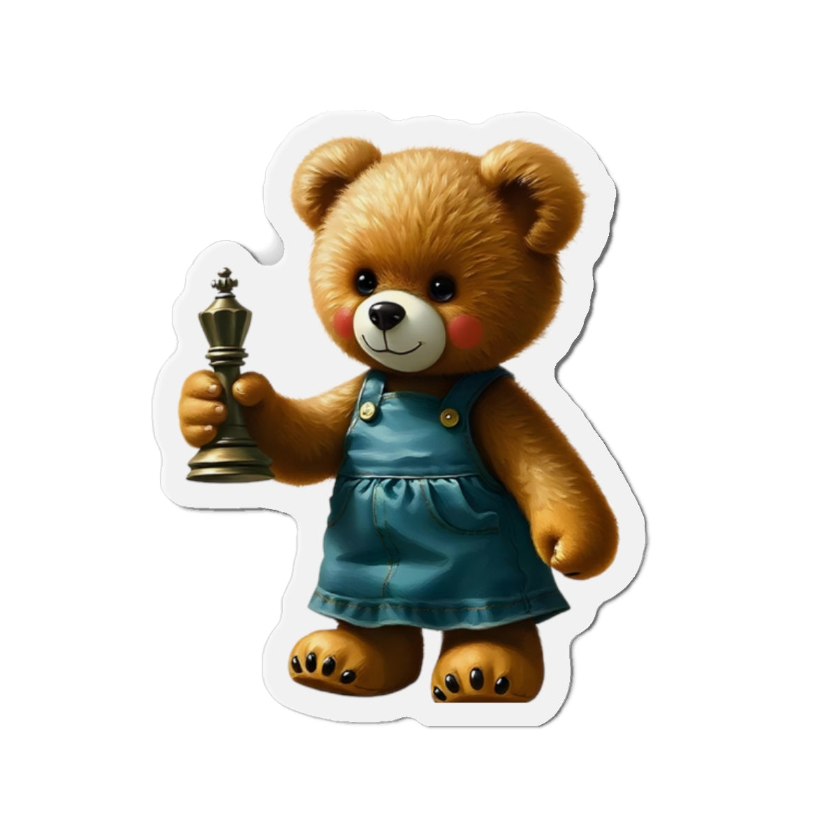 Cute Bear Die-Cut Magnet - Adorable Teddy Holding a Trophy