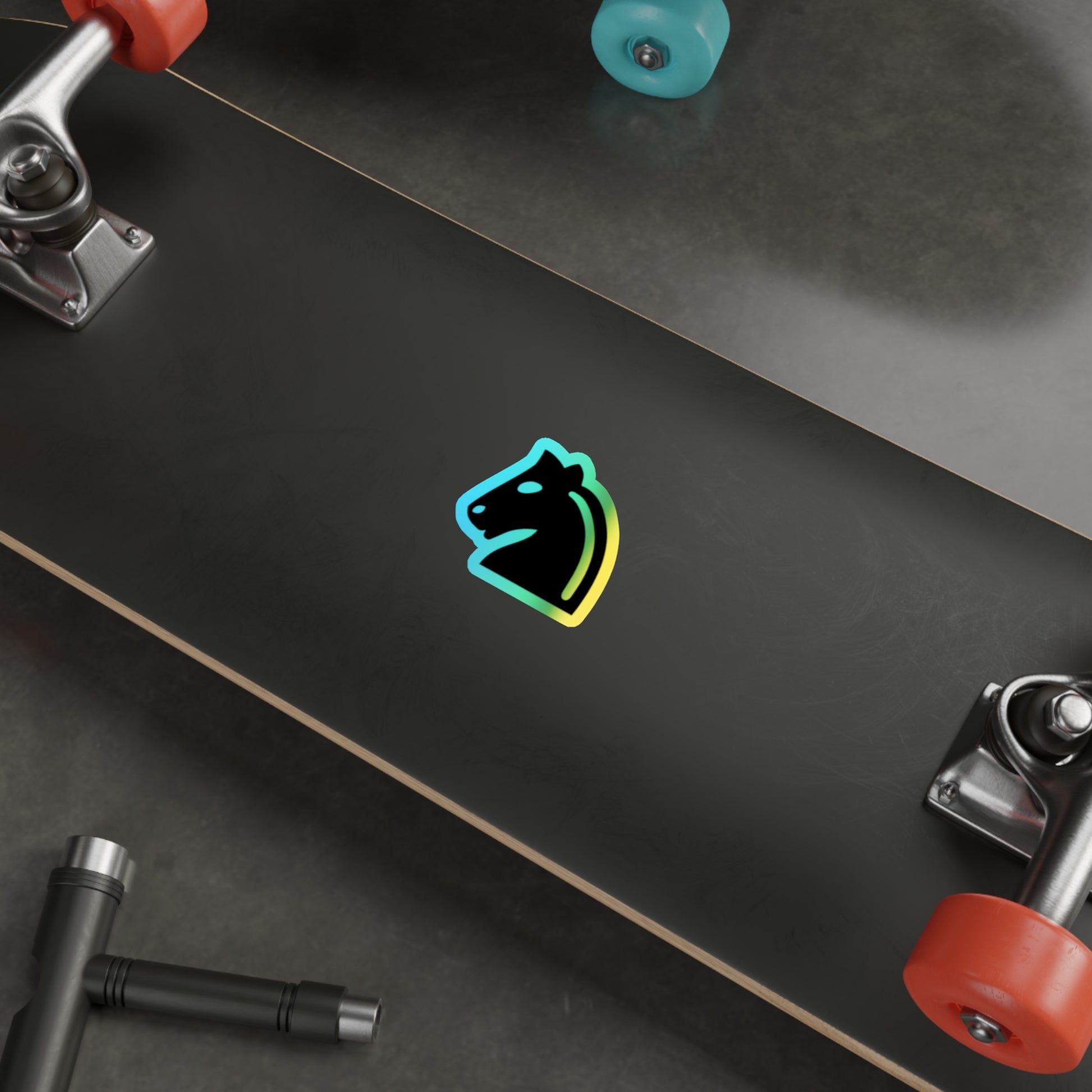 Holographic Die-Cut Stickers - Vibrant Horse Head Design for Skateboards and Decor