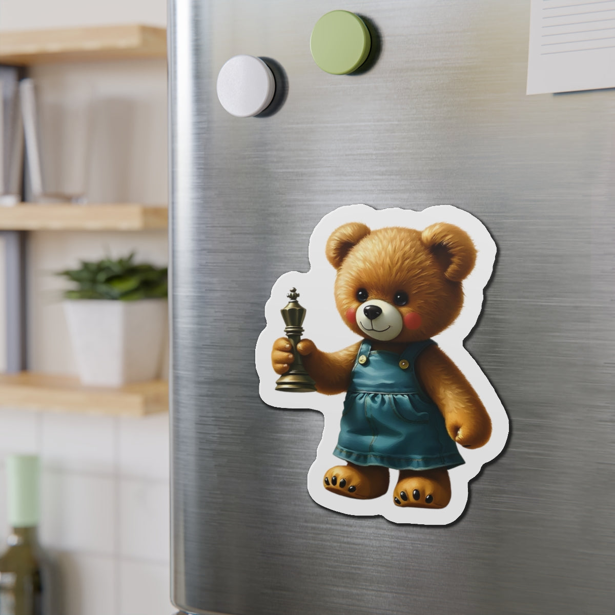 Cute Bear Die-Cut Magnet - Adorable Teddy Holding a Trophy