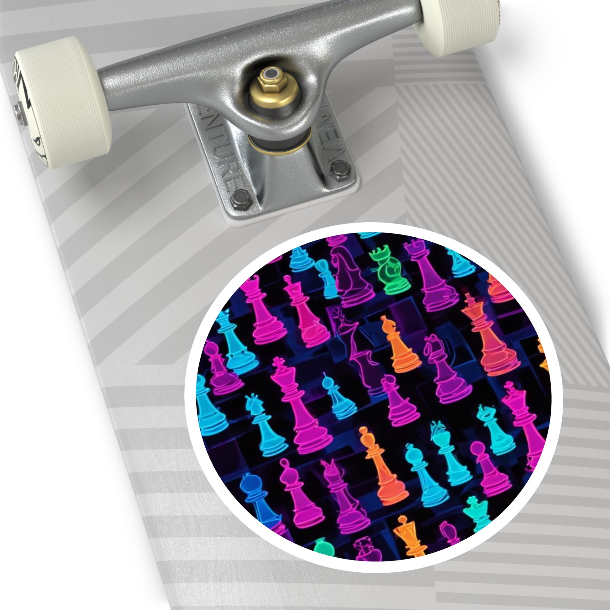Vibrant Chess Pieces Round Stickers - Indoor/Outdoor Decor