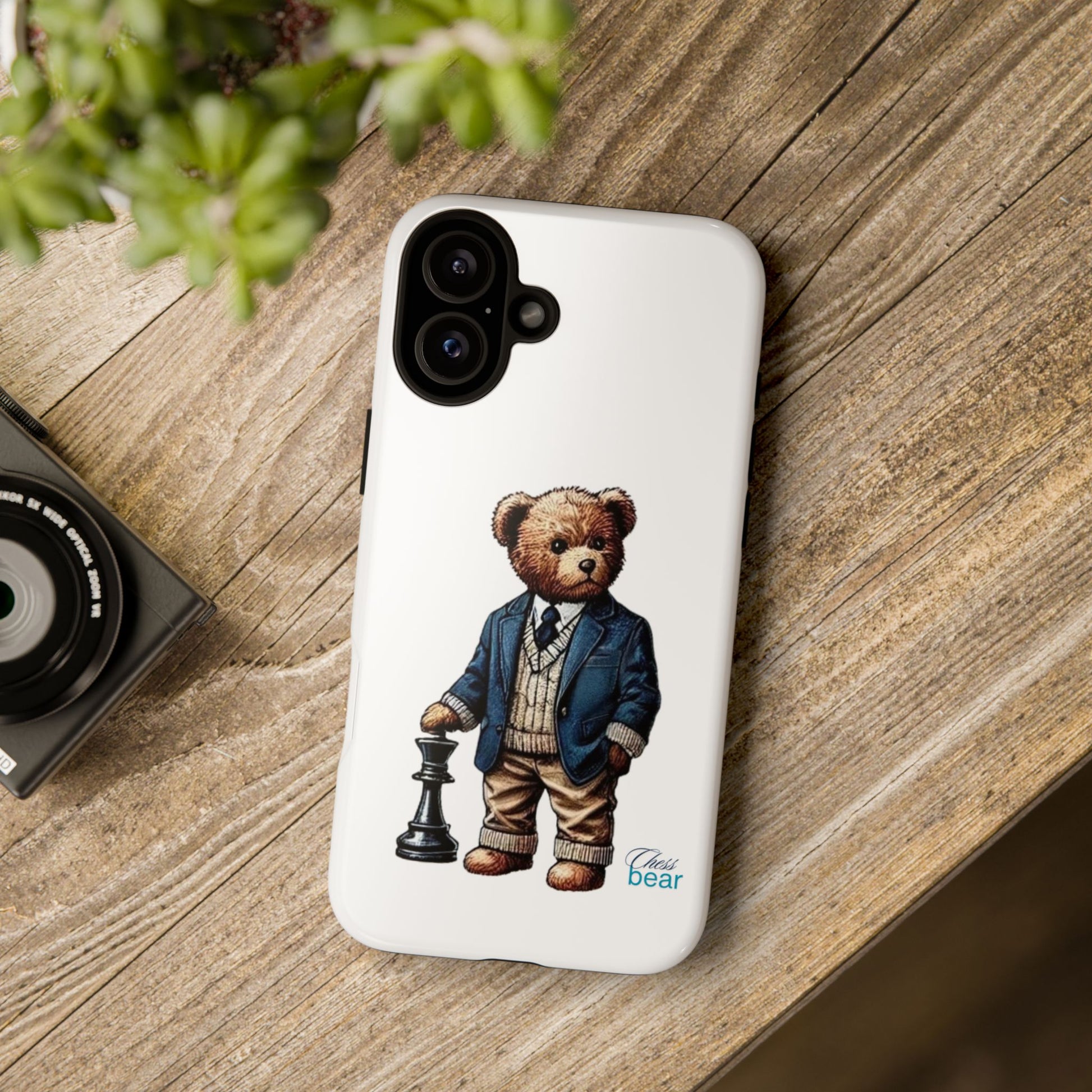 Стилен калъф за телефон Bear Chess - здрави калъфи за любителите на животни