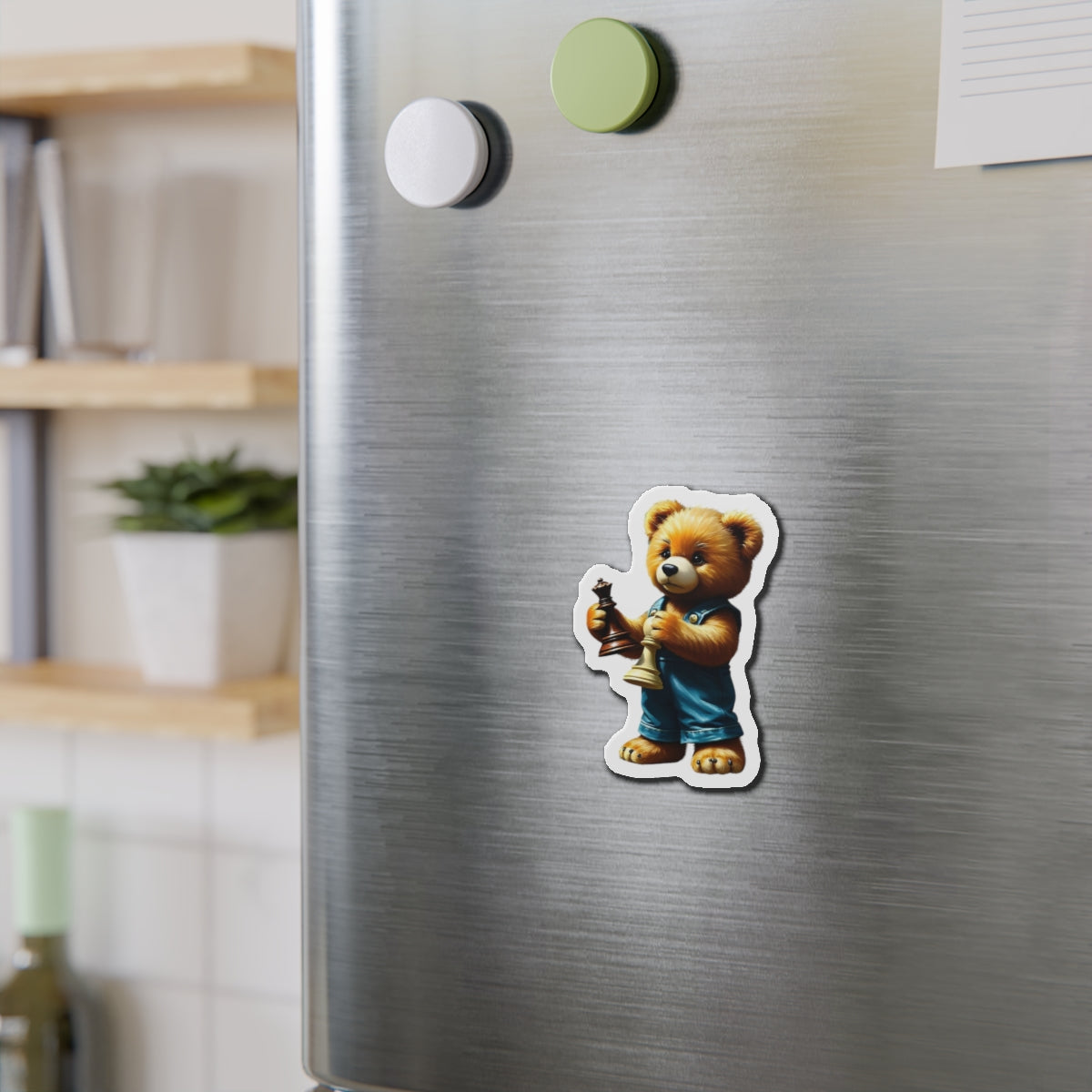 Cute Chess Bear Die-Cut Magnet - Fun Home Decor for Chess Lovers