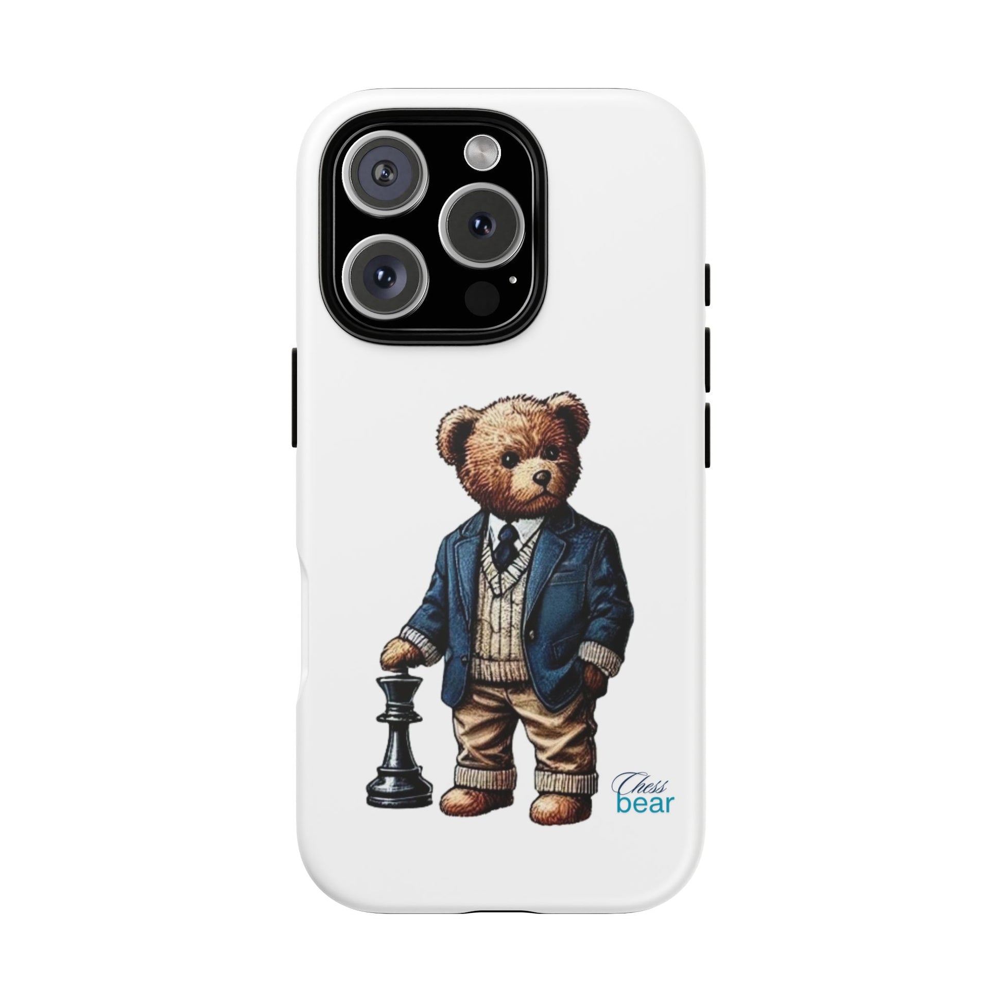 Стилен калъф за телефон Bear Chess - здрави калъфи за любителите на животни