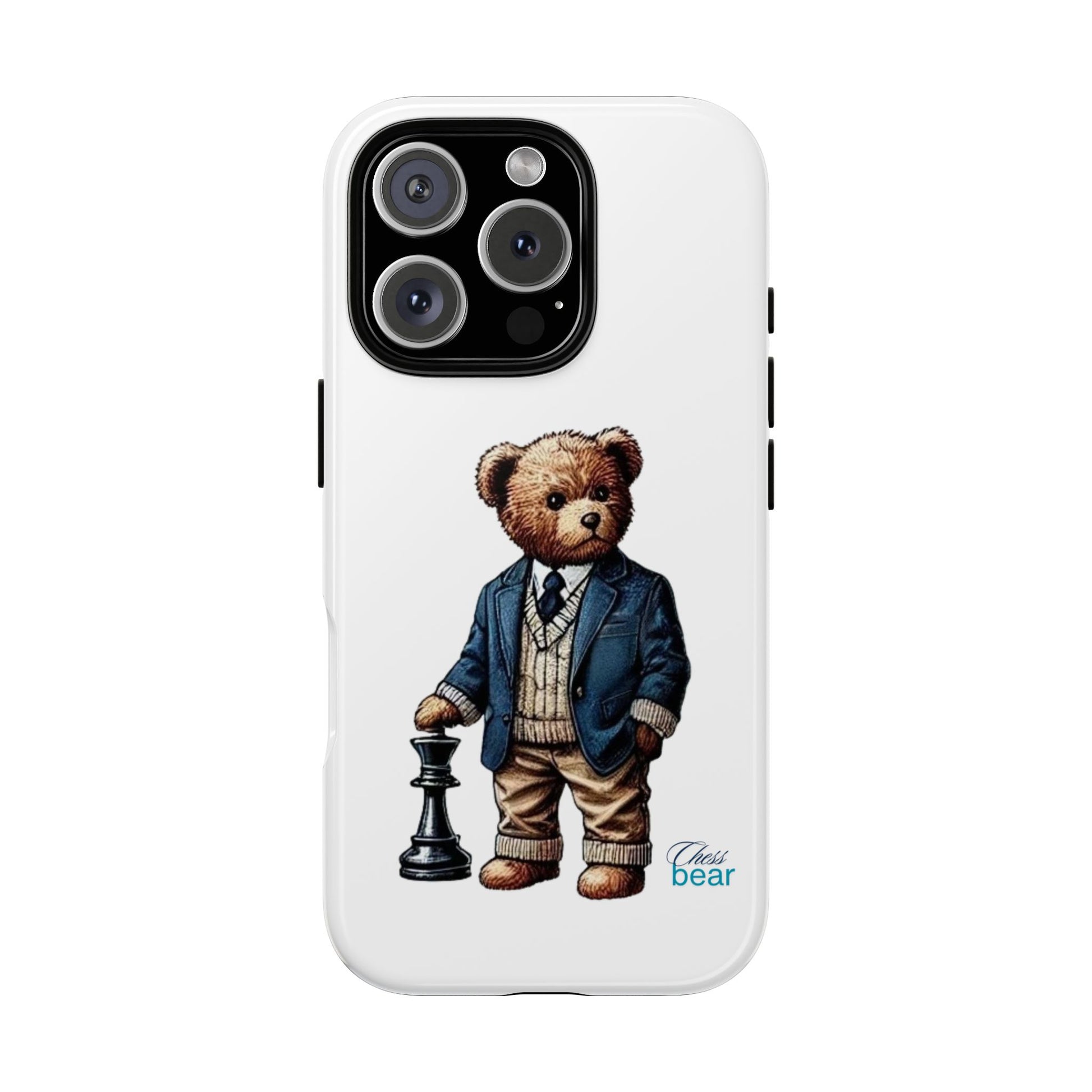 Стилен калъф за телефон Bear Chess - здрави калъфи за любителите на животни