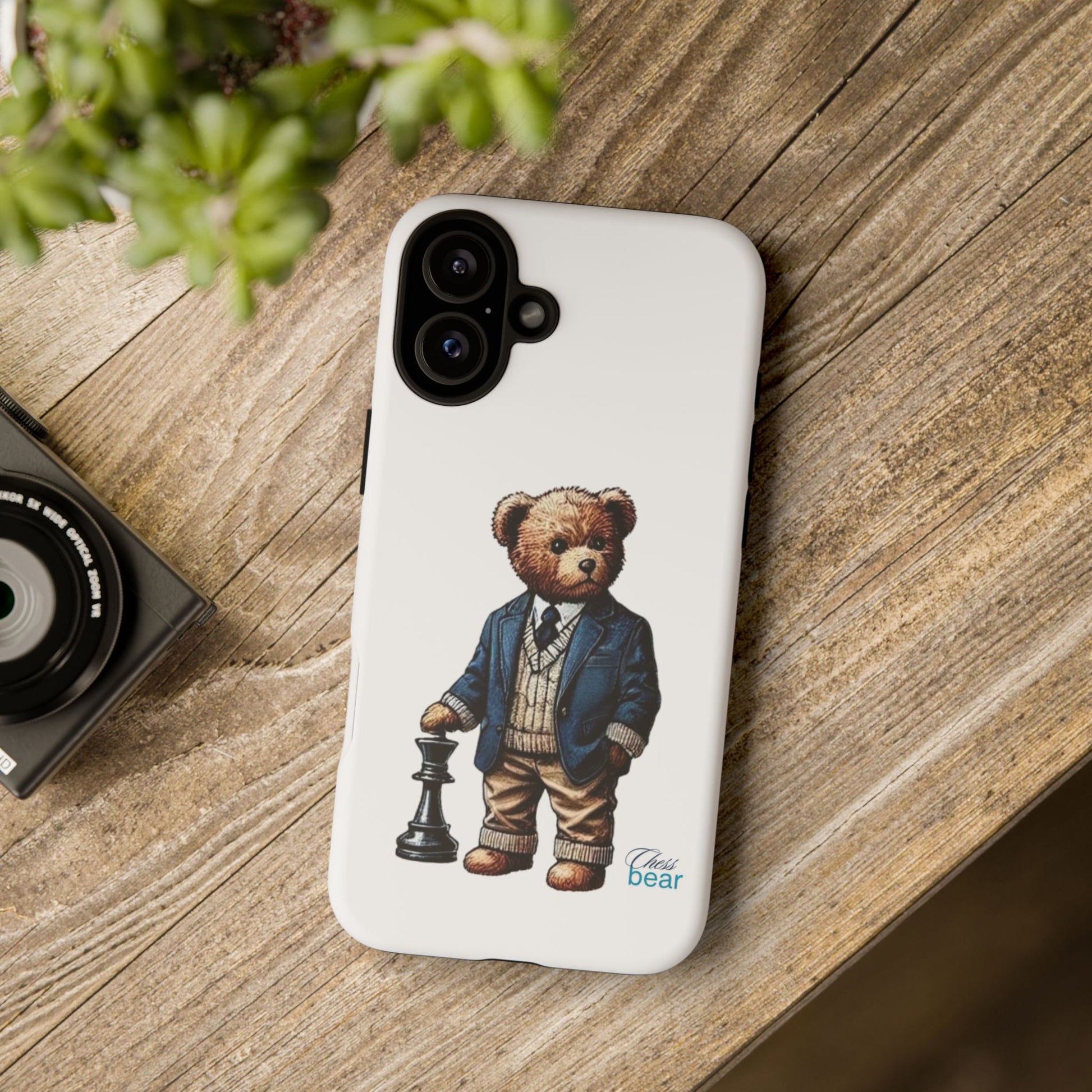 Стилен калъф за телефон Bear Chess - здрави калъфи за любителите на животни