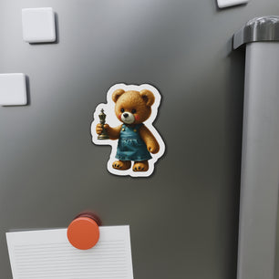 Cute Bear Die-Cut Magnet - Adorable Teddy Holding a Trophy