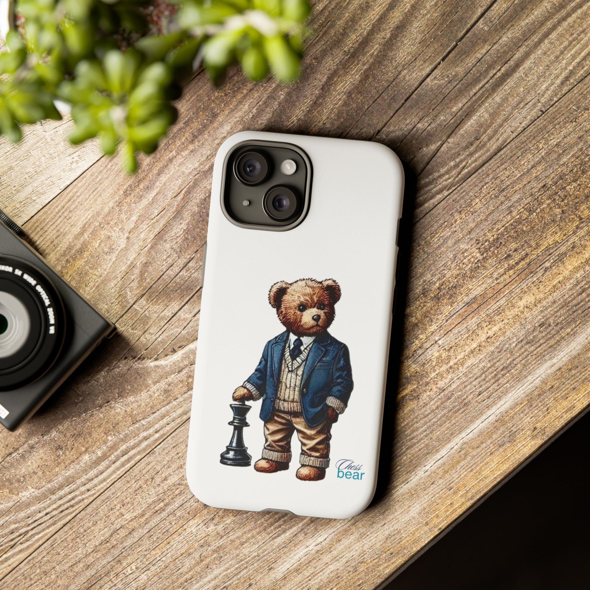 Стилен калъф за телефон Bear Chess - здрави калъфи за любителите на животни